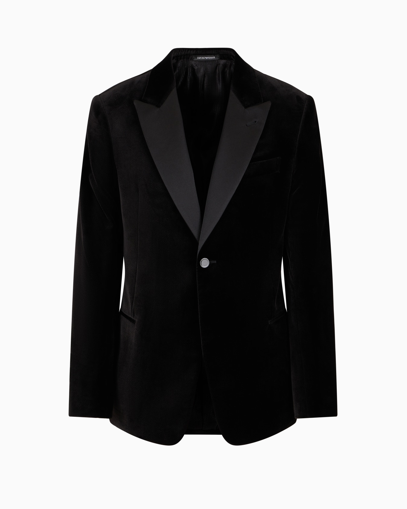 Velvet tuxedo jacket with all-over printed motif Slide 0