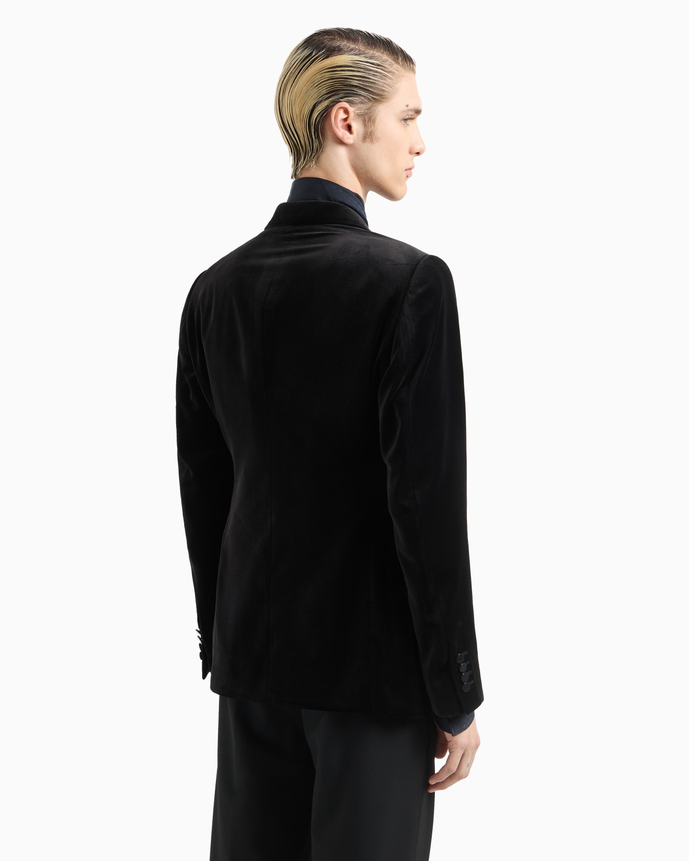 Velvet tuxedo jacket with all-over printed motif Slide 2