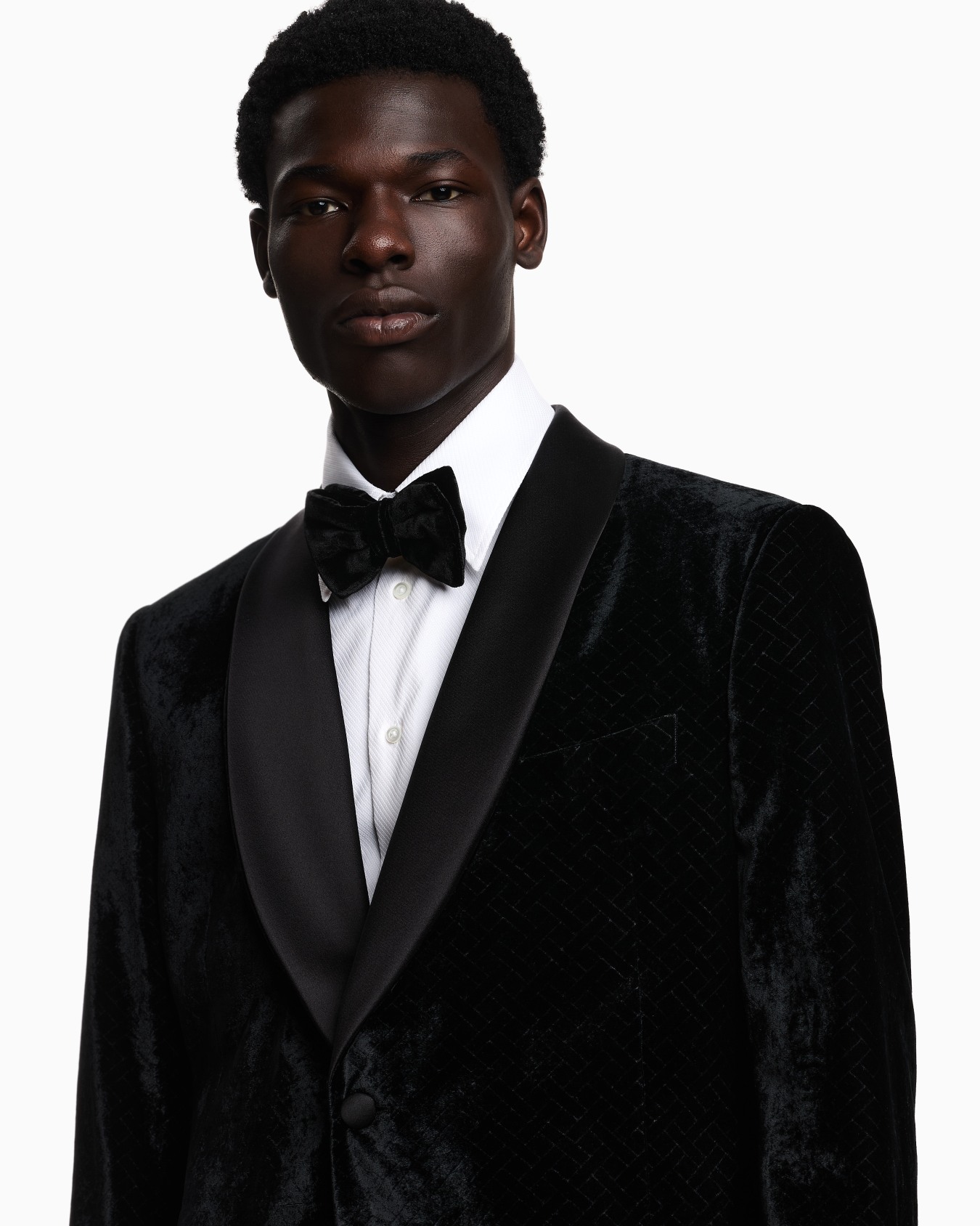 Veste de smoking à simple boutonnage en velours dévoré Diapositive 4