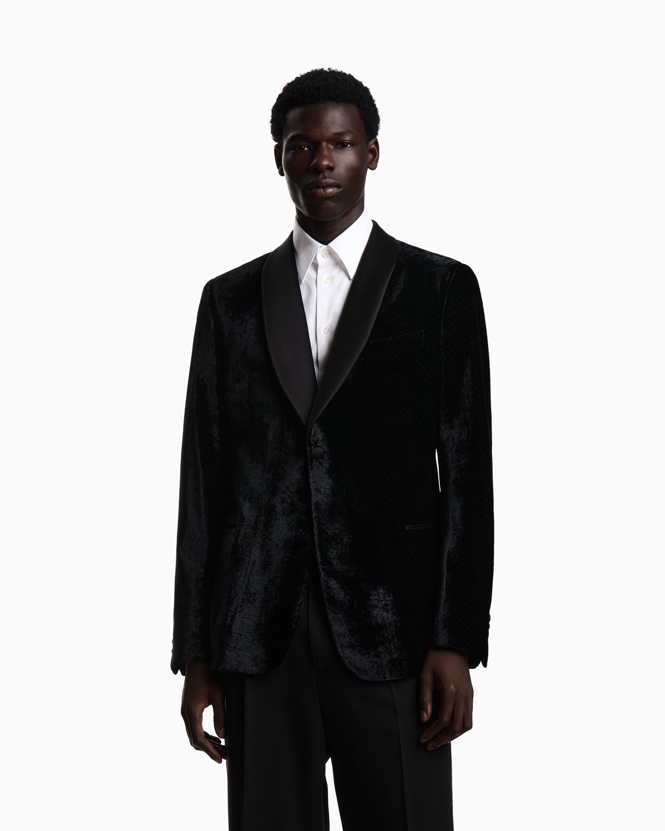 Veste de smoking à simple boutonnage en velours dévoré Diapositive 3