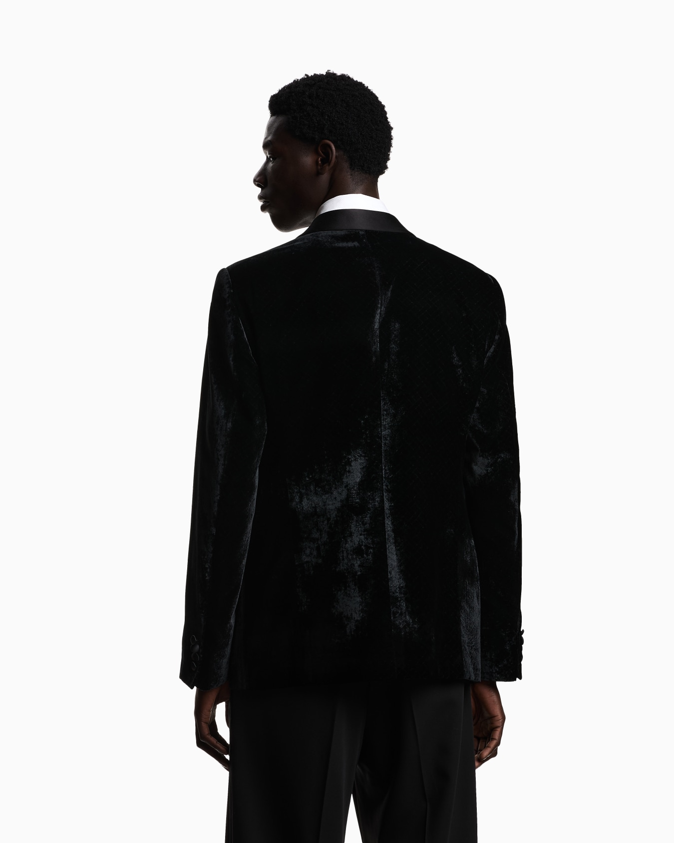 Veste de smoking à simple boutonnage en velours dévoré Diapositive 2