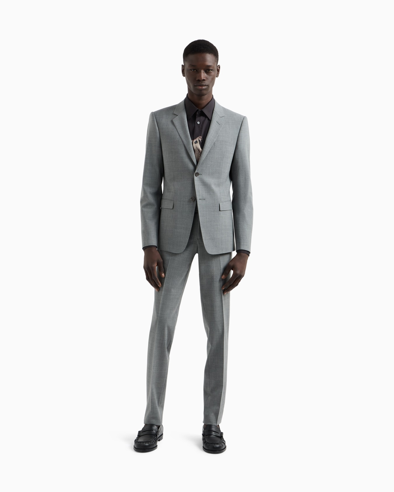 Single-breasted, slim-fit two-way stretch virgin wool suit Slide 3