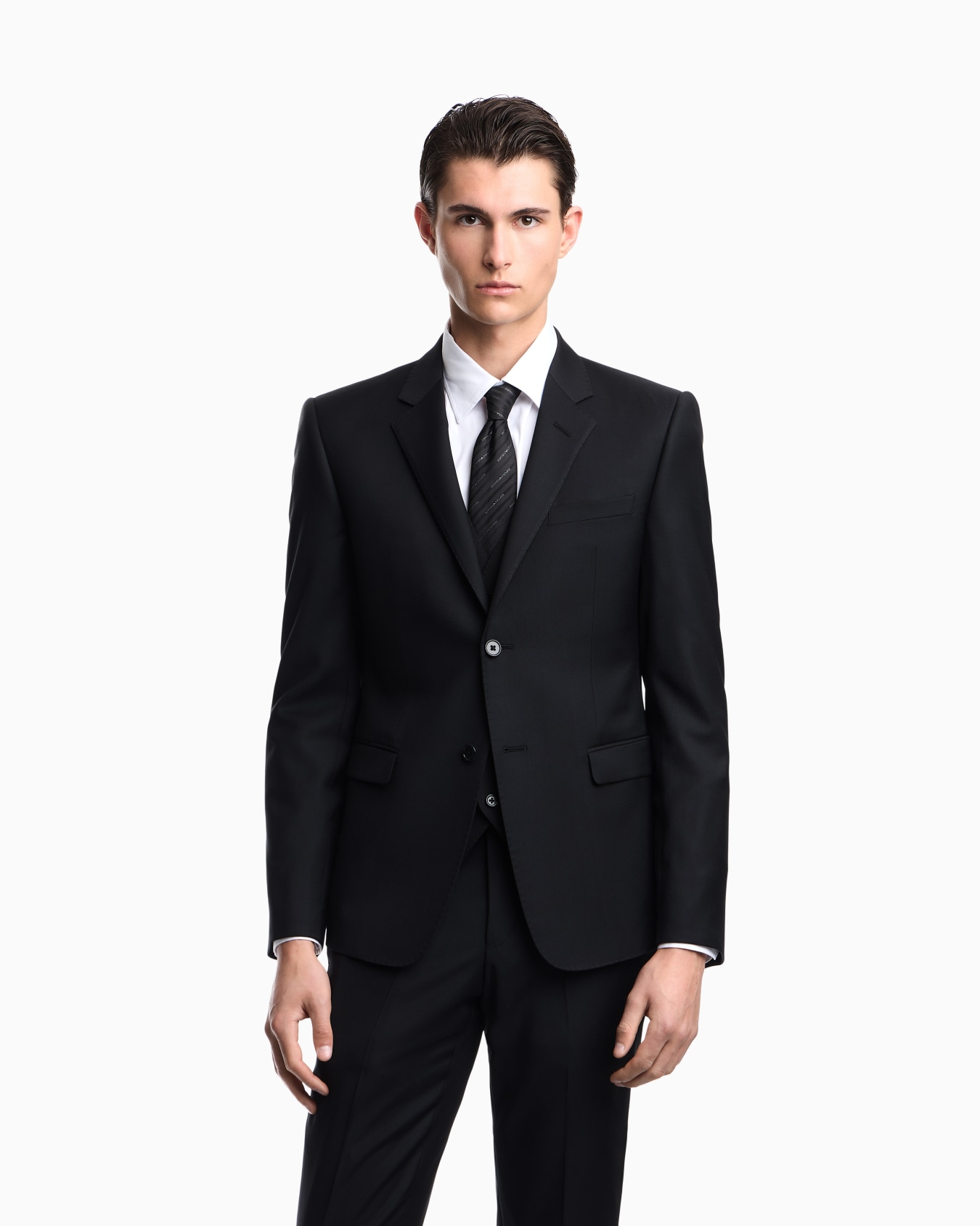 Plain worsted wool single-breasted jacket Slide 2