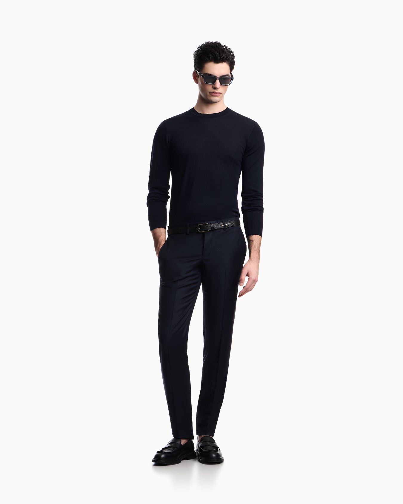Plain worsted wool trousers Slide 1