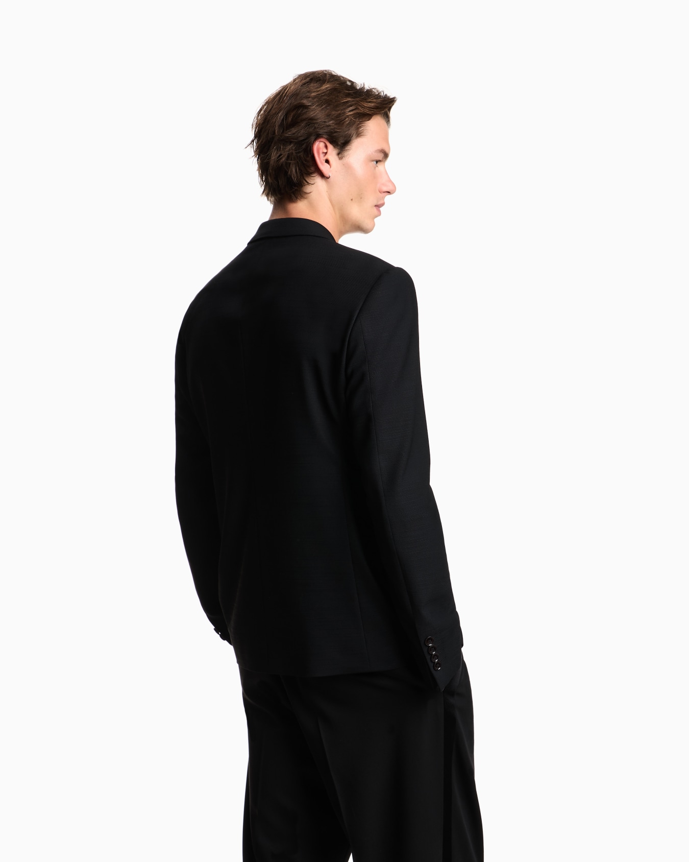 Double-breasted tuxedo jacket in stretch wool shantung 슬라이드 2