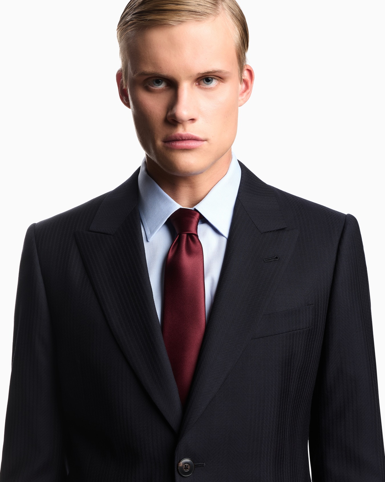 Single-breasted suit in a striped chevron virgin-wool blend Slide 3