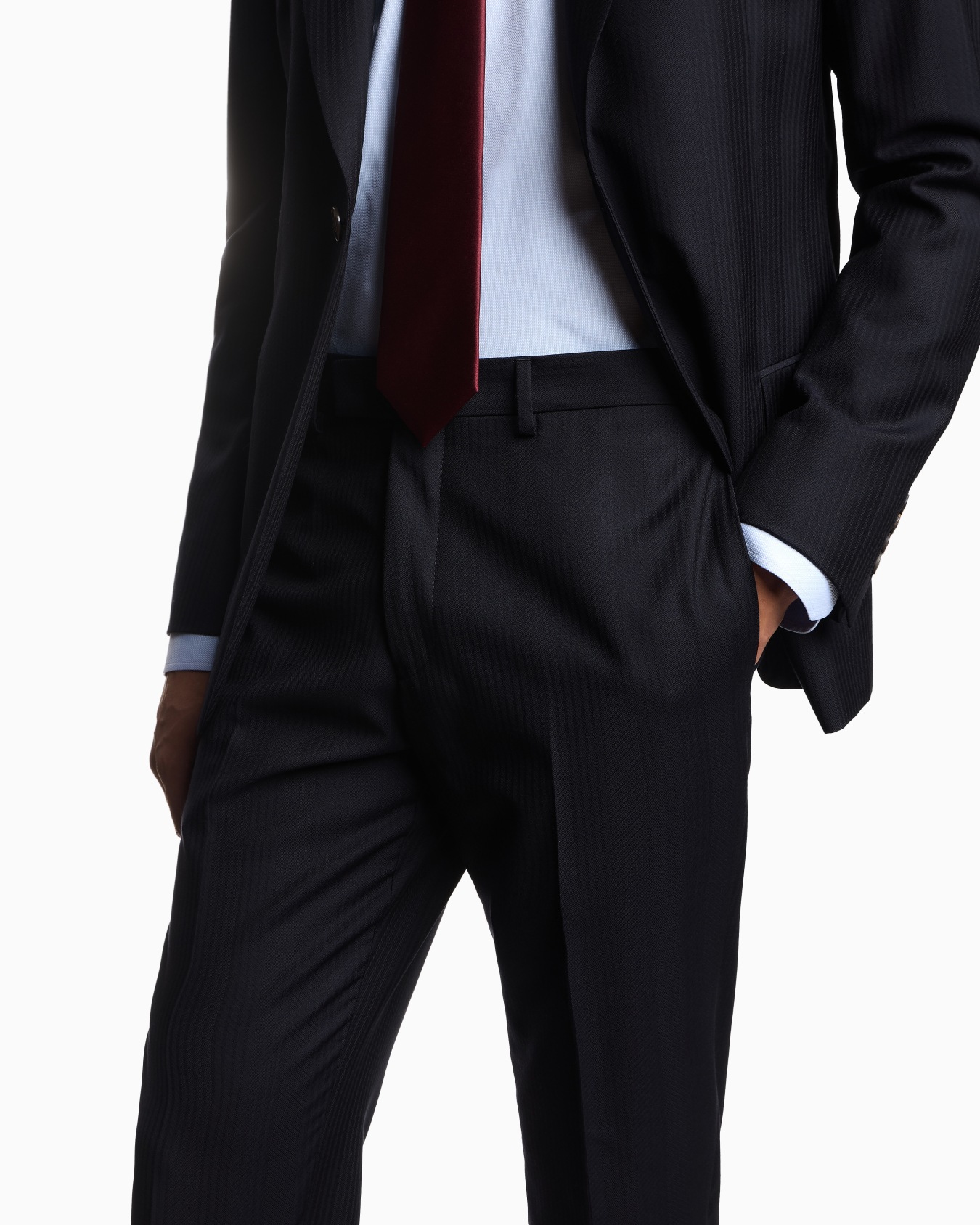 Single-breasted suit in a striped chevron virgin-wool blend Slide 4