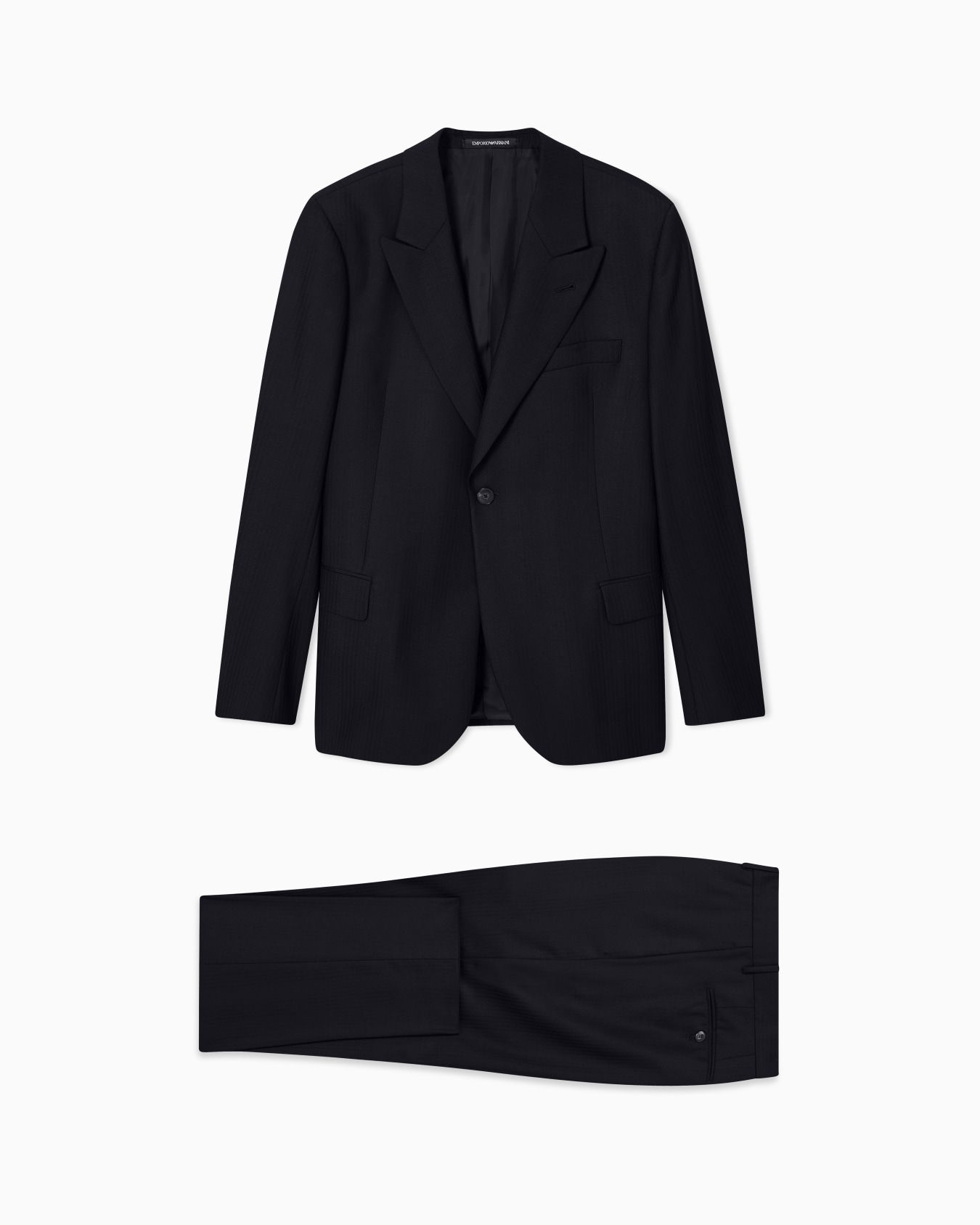 Single-breasted suit in a striped chevron virgin-wool blend Slide 0