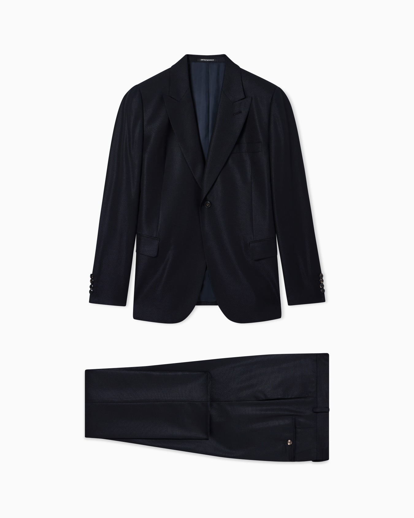 Single-breasted suit in a micro-weave wool and silk blend Slide 0