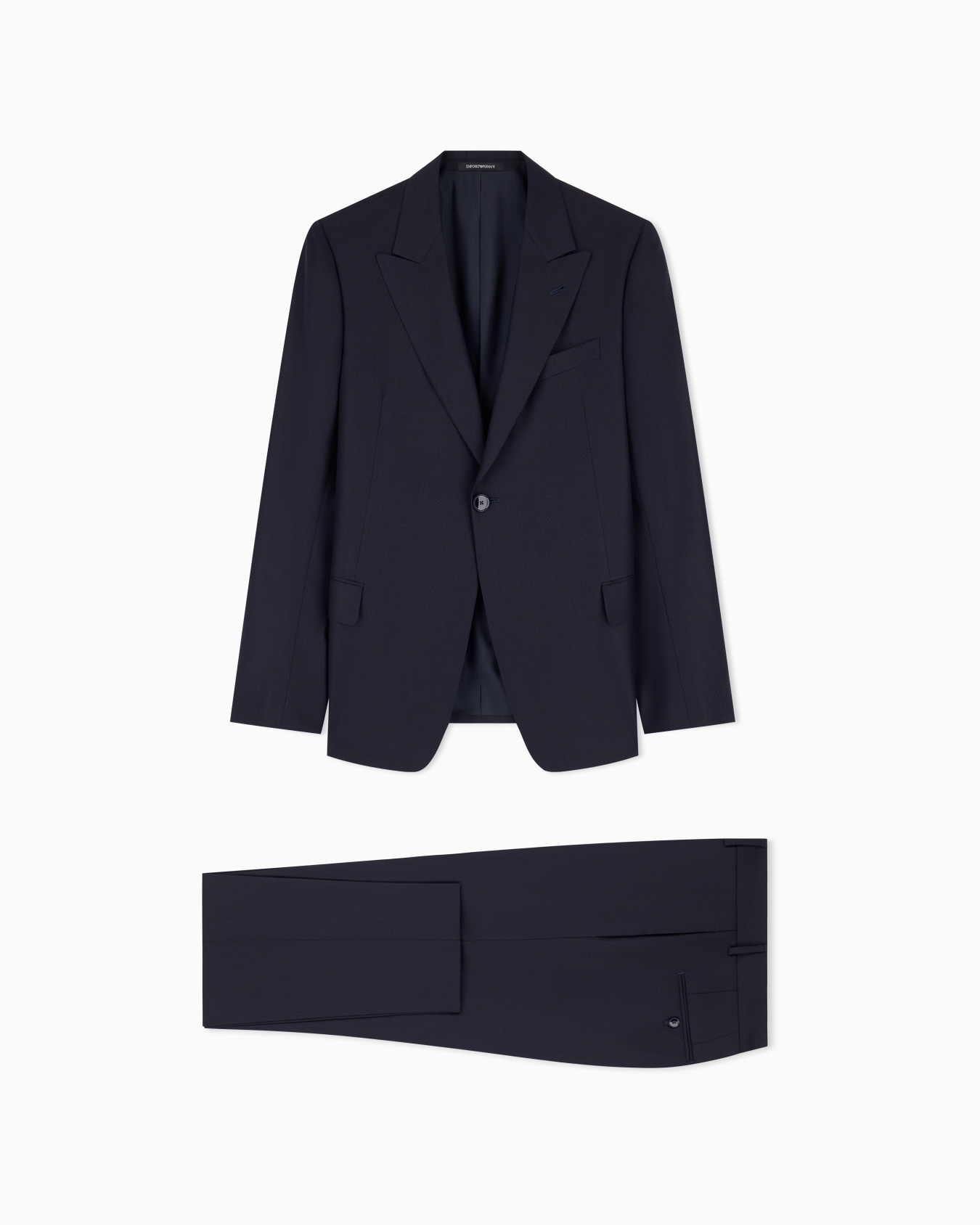 Costume simple boutonnage en laine mélange soie jacquard à motif en diagonale Diapositive 0