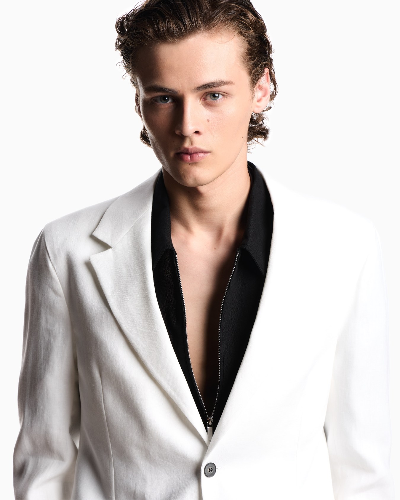 Pure linen single-breasted blazer Slide 4