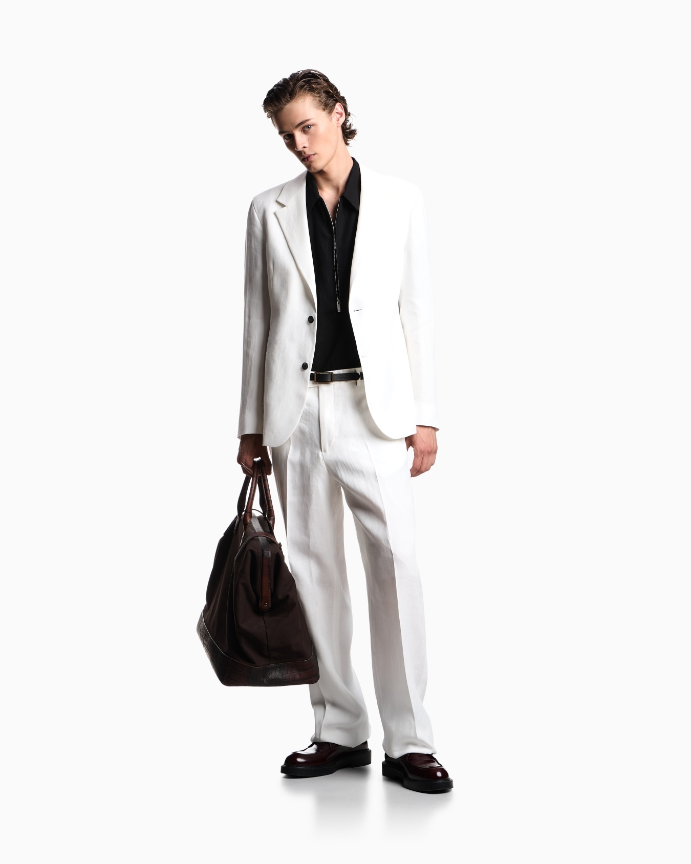 Pure linen single-breasted blazer Slide 1