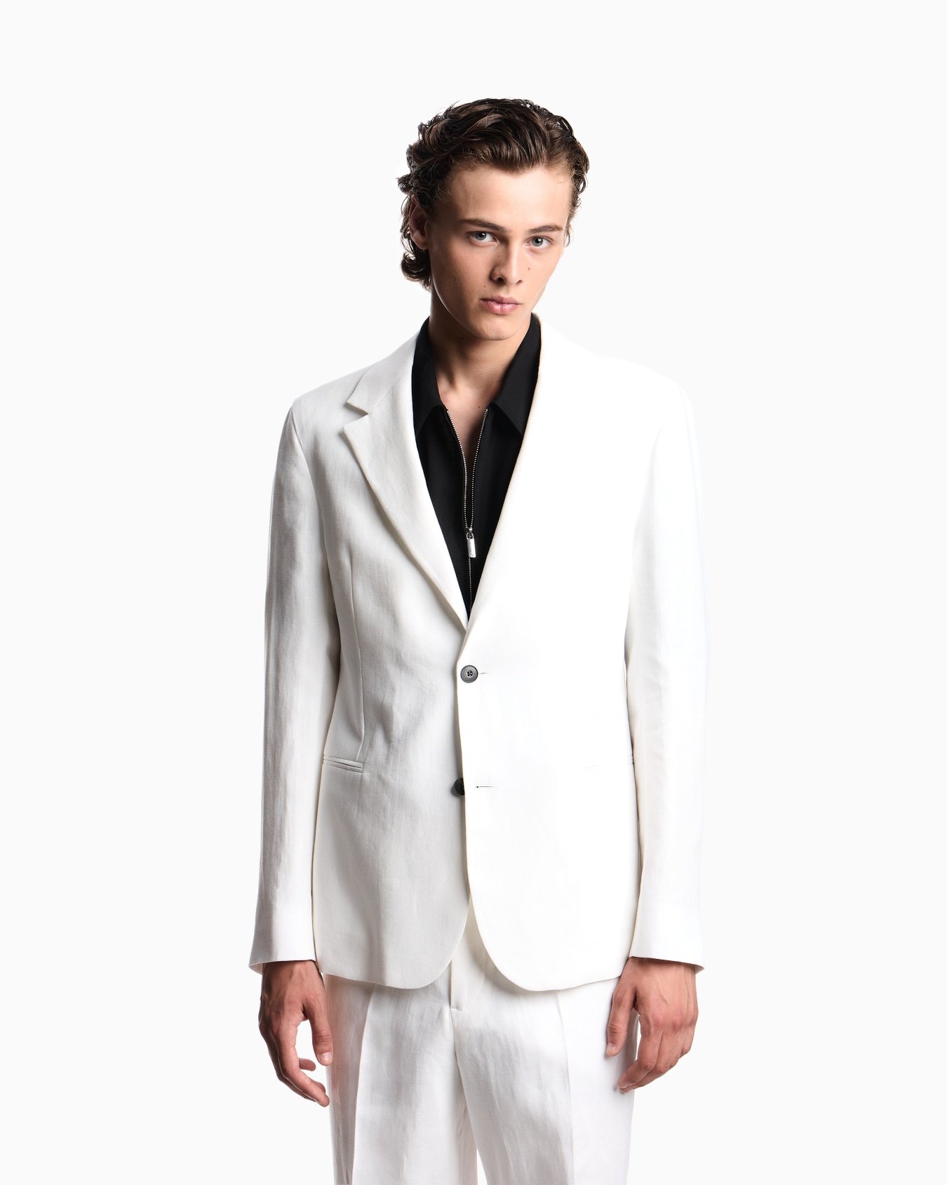 Pure linen single-breasted blazer Slide 3