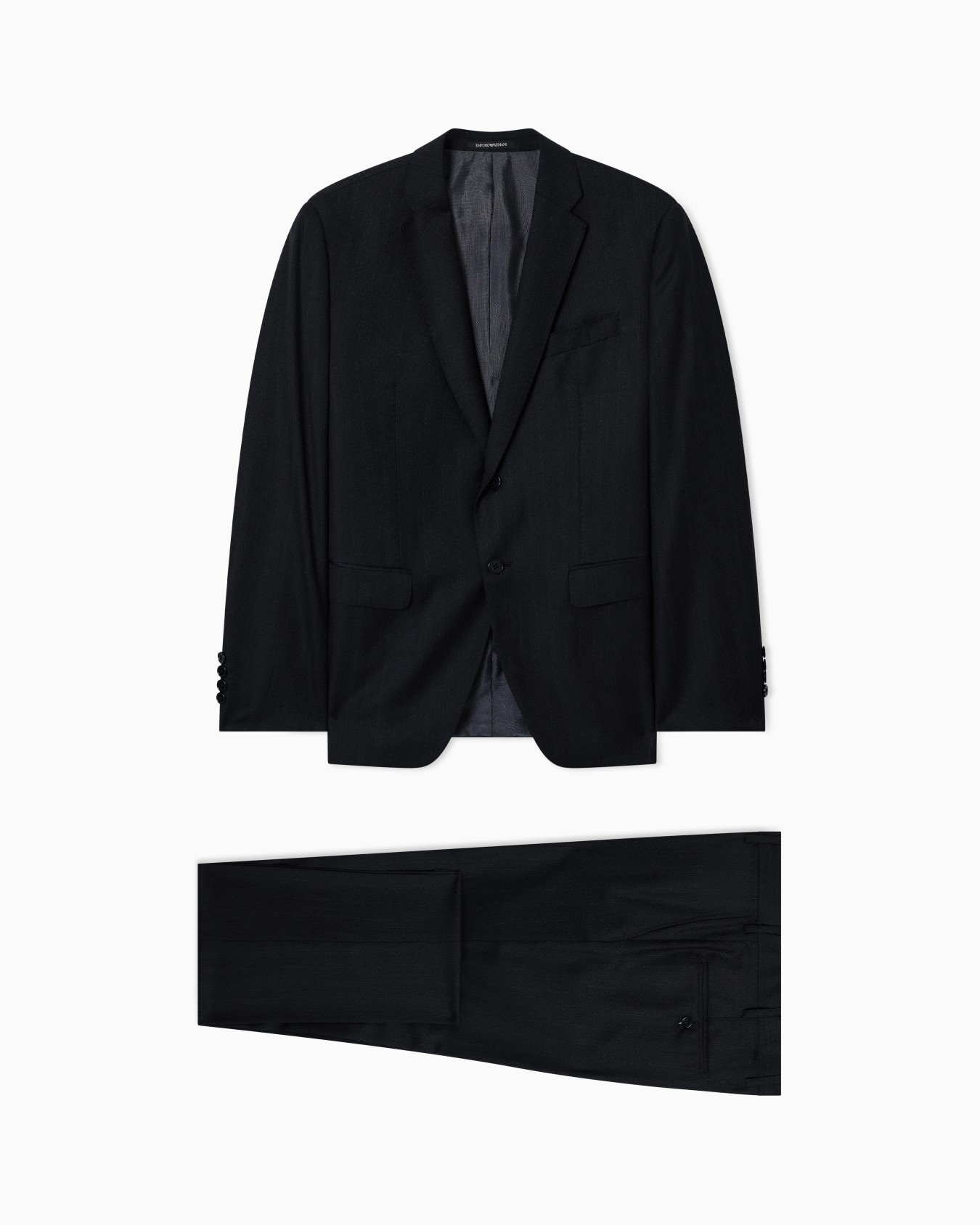 Regular-fit, single-breasted suit in a mouliné striped virgin wool Slide 0