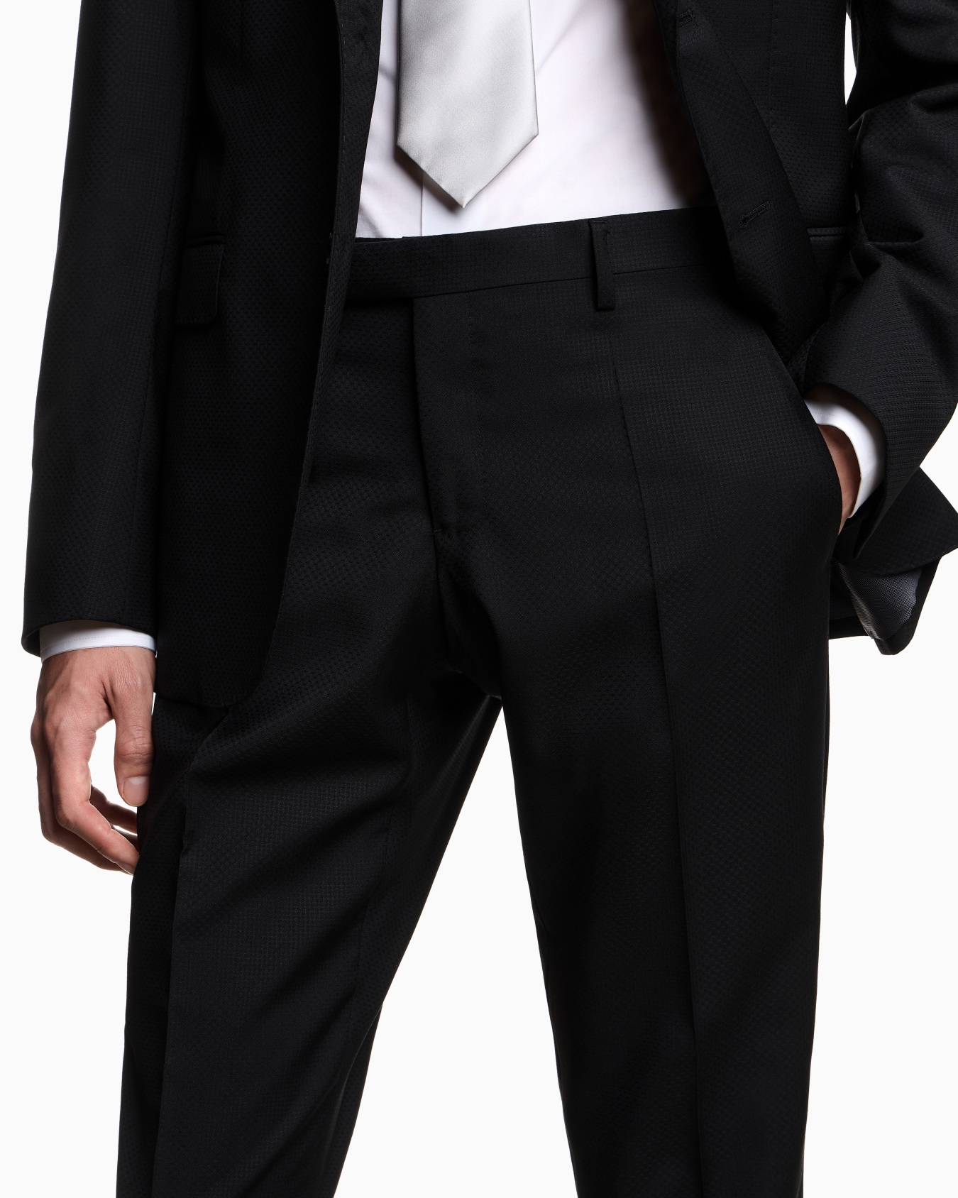 Single-breasted suit in micro-armure virgin wool Slide 4