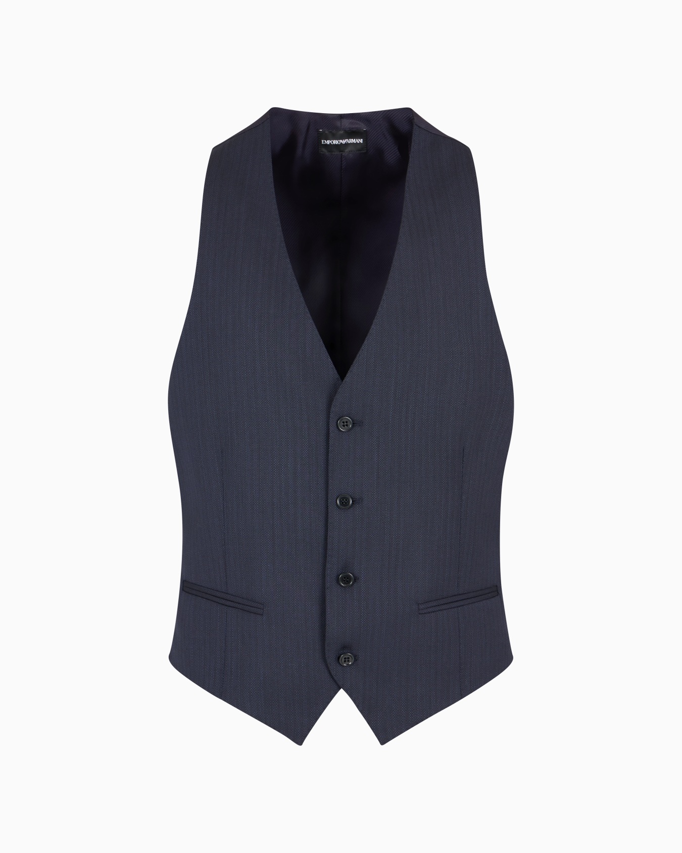 Single-breasted waistcoat in jacquard-striped armure virgin wool Slide 0