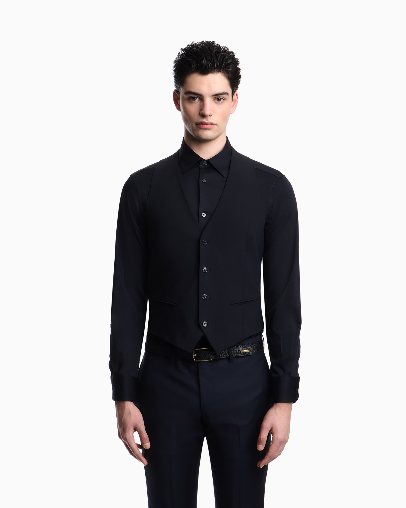 Single-breasted waistcoat in stretch, tropical light wool canvas Slide 3