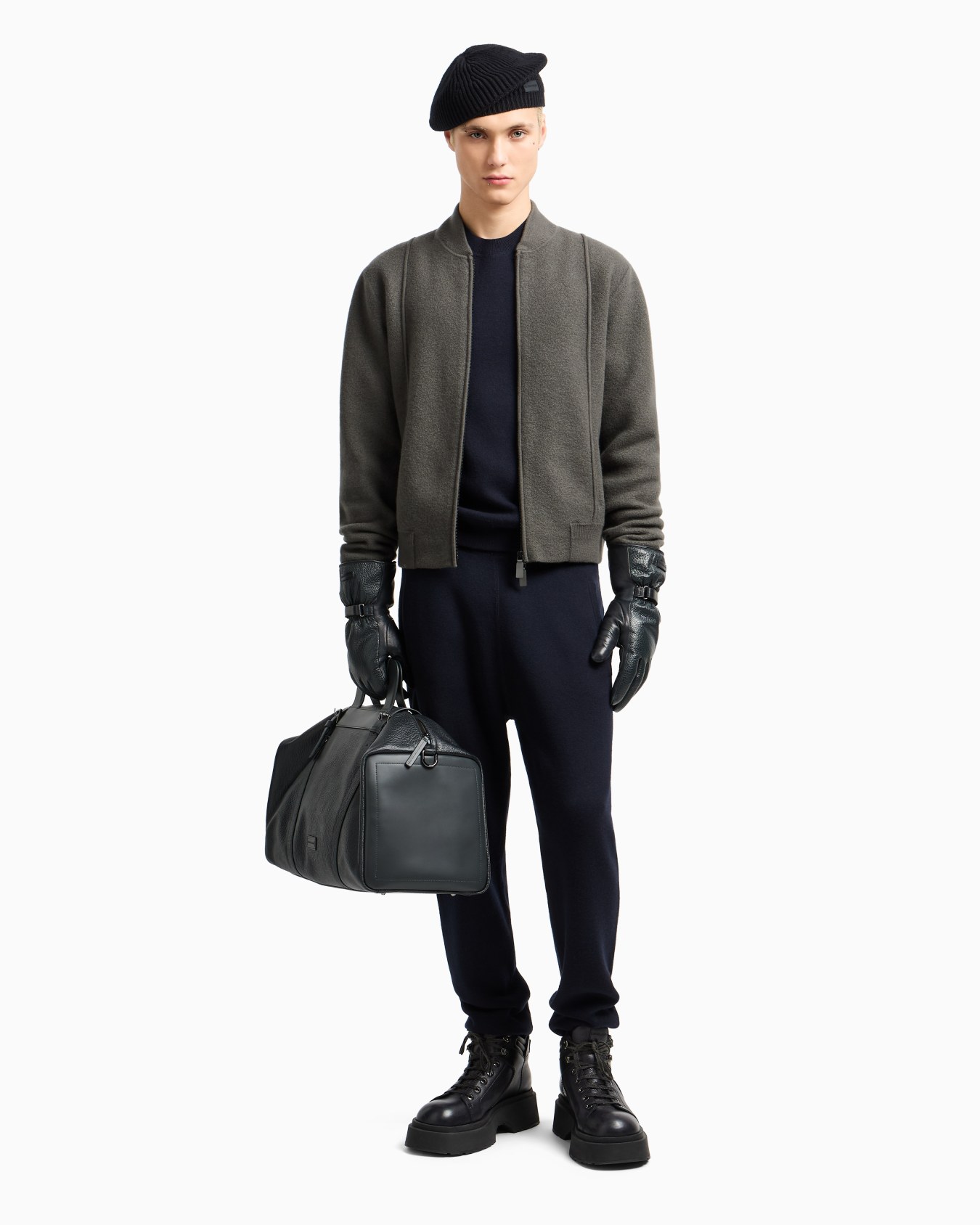 Icon zipped blouson in a virgin-wool knit Slide 3