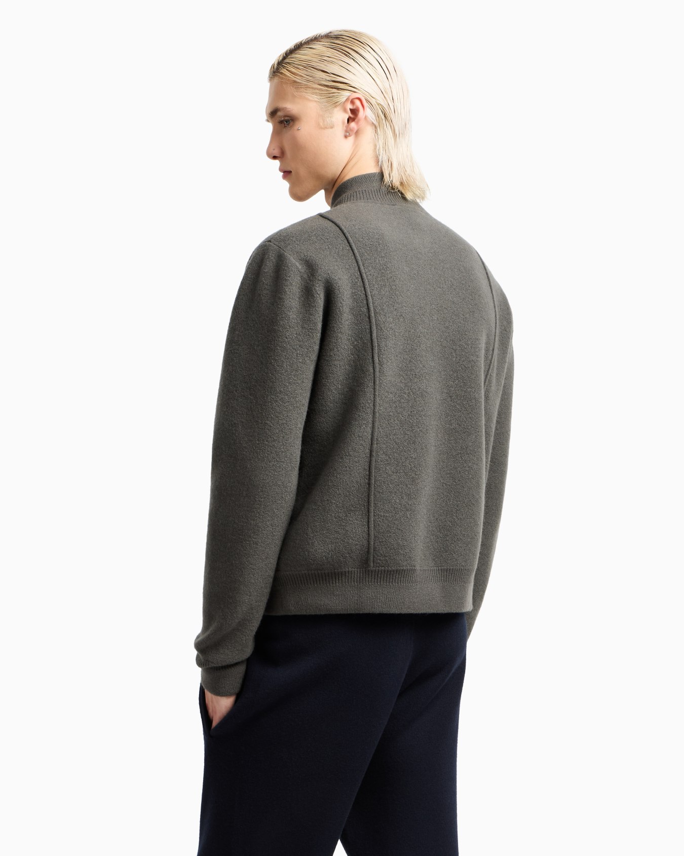 Icon zipped blouson in a virgin-wool knit Slide 2