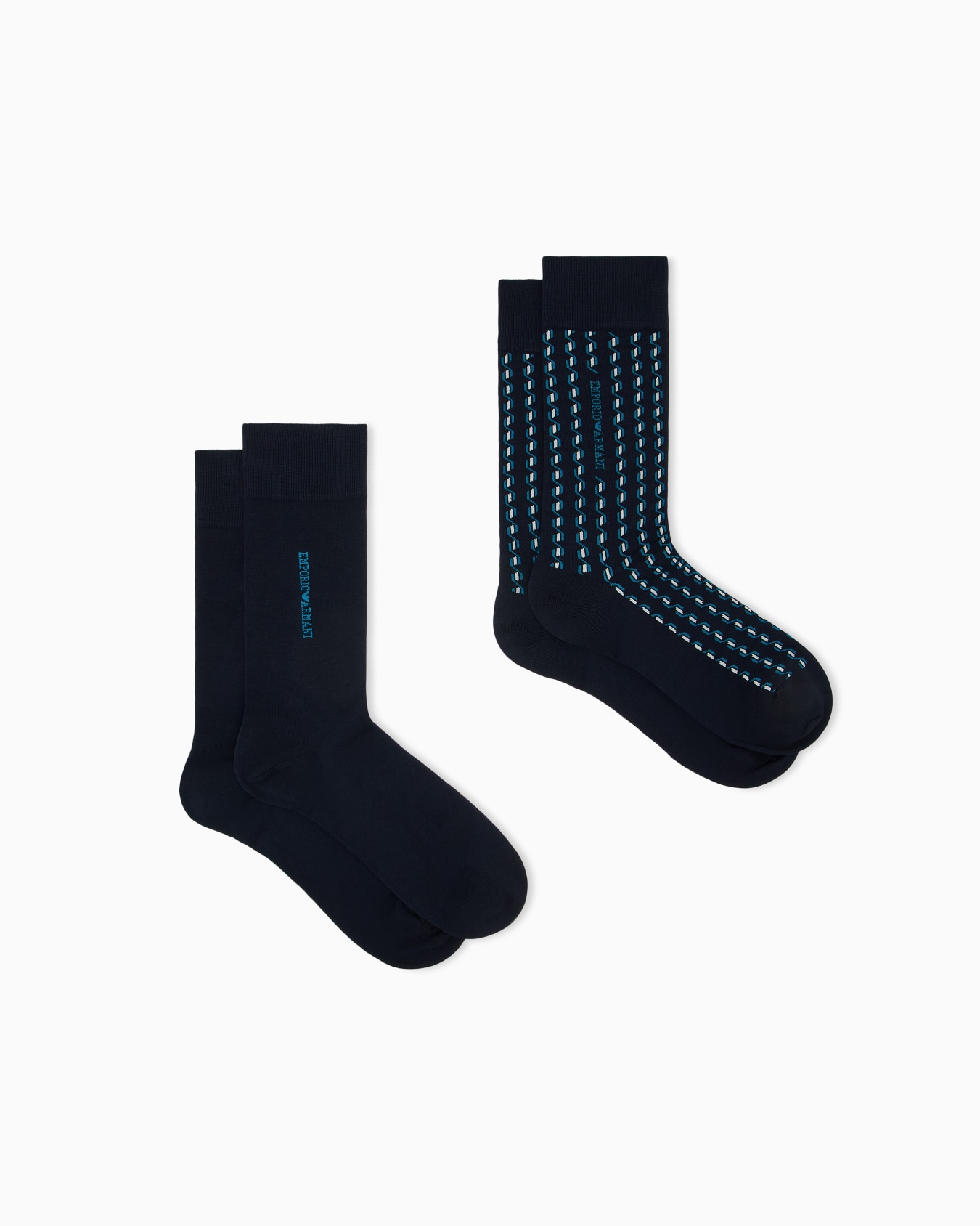 Two-pack short socks with ribbed cuffs and graphic pattern 슬라이드 0