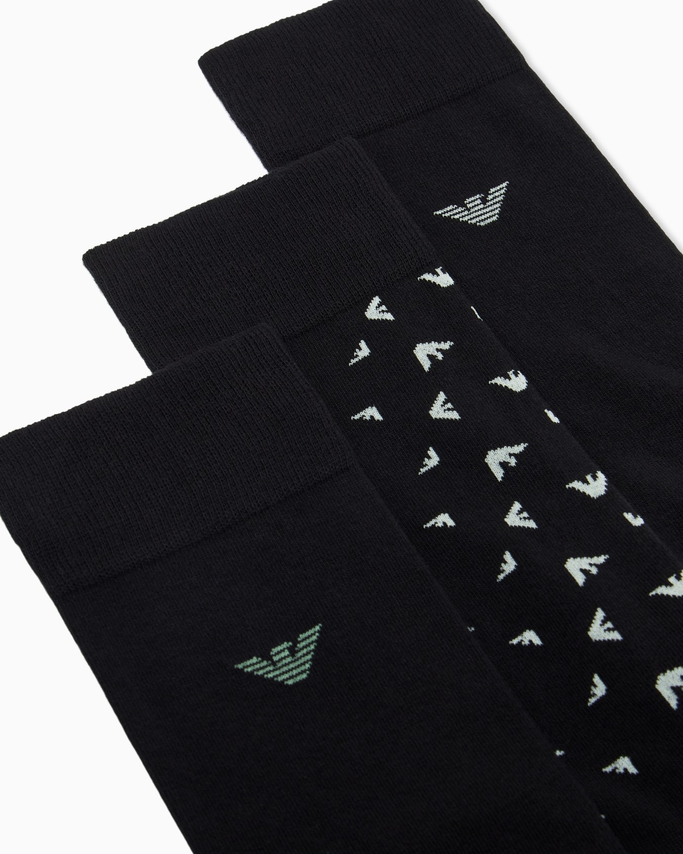 Three-pack of cotton socks with eagle logo and ribbed cuffs Slide 1