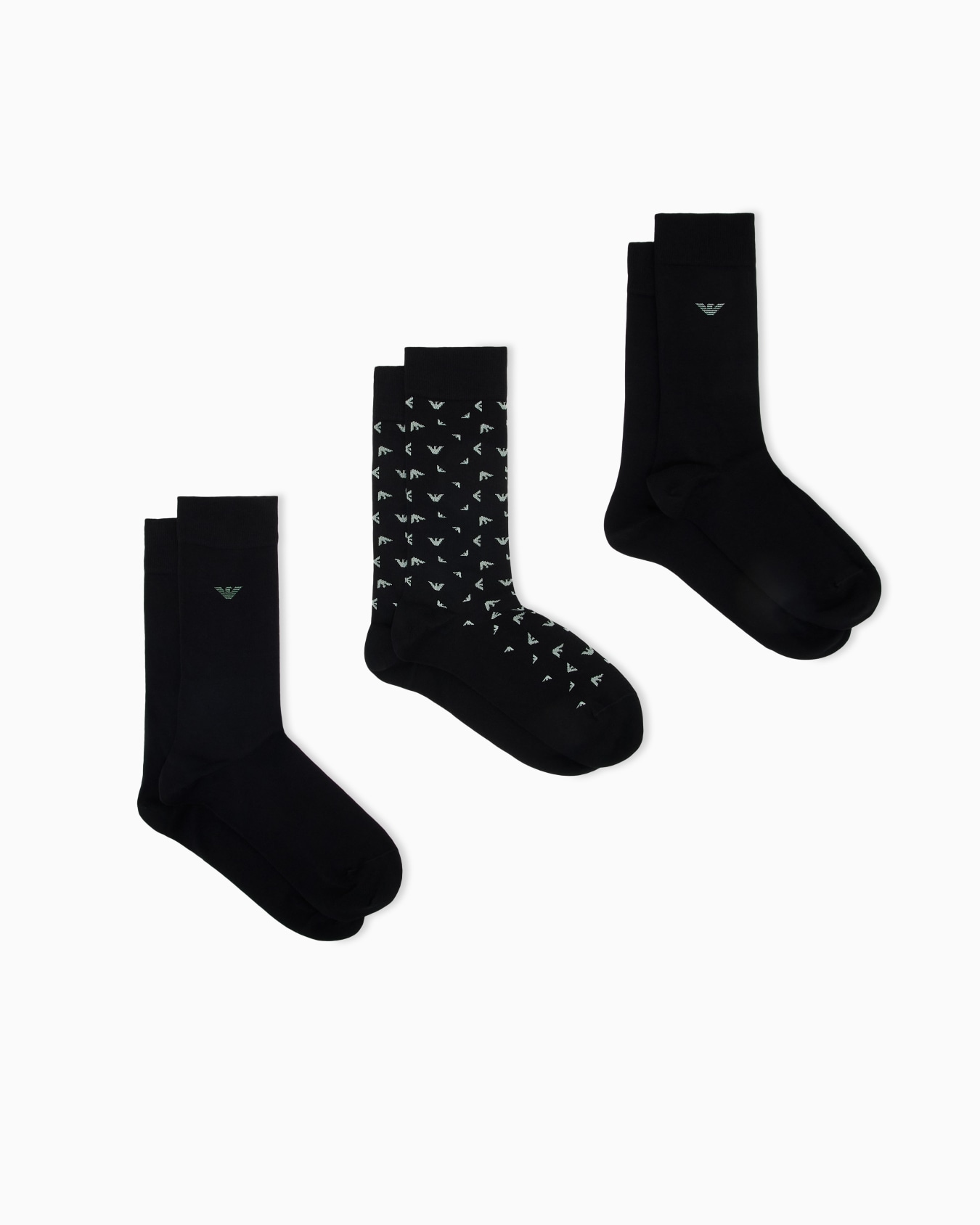 Three-pack of cotton socks with eagle logo and ribbed cuffs Slide 0