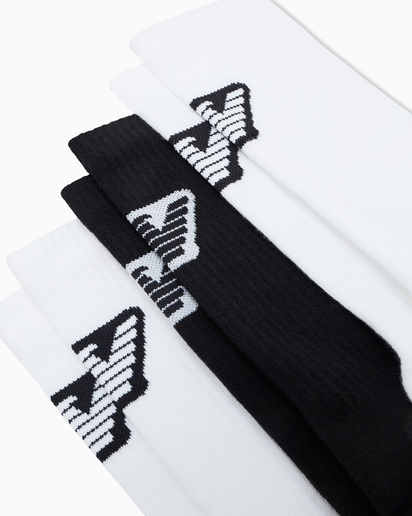 Set of three ribbed stretch cotton crew socks with logo Slide 1