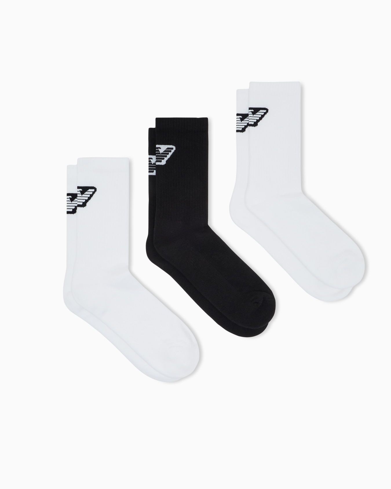 Set of three ribbed stretch cotton crew socks with logo Slide 0