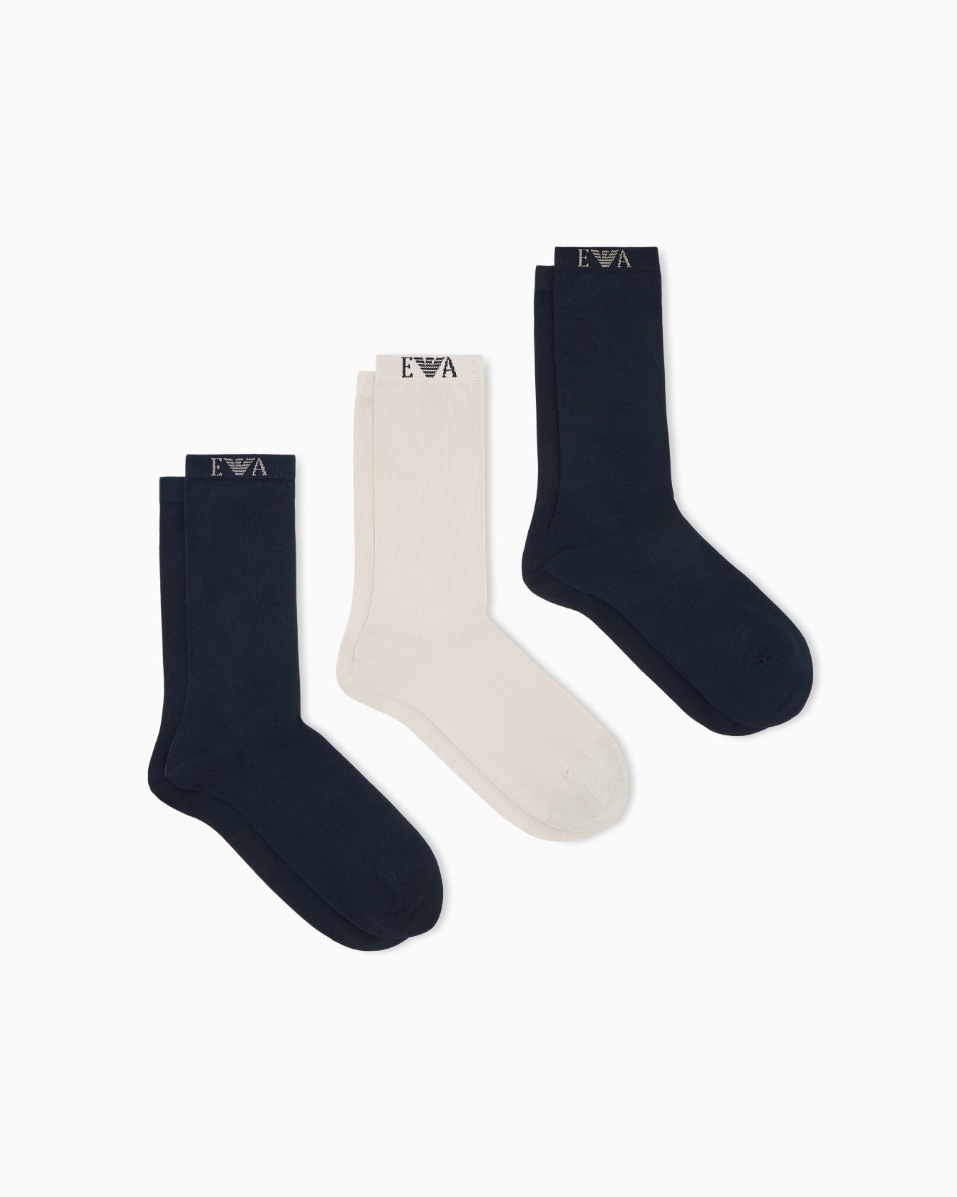 Three-pack of short cotton socks with a monogram logo band Slide 0