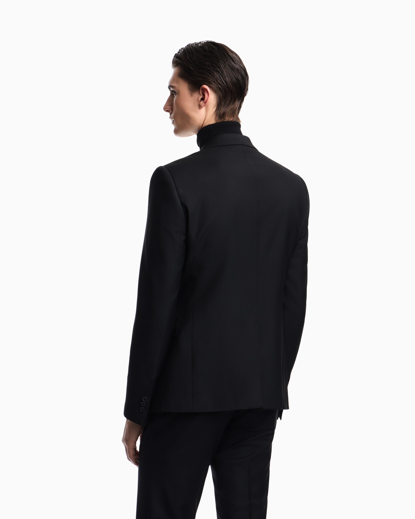 Plain worsted wool single-breasted jacket Slide 3