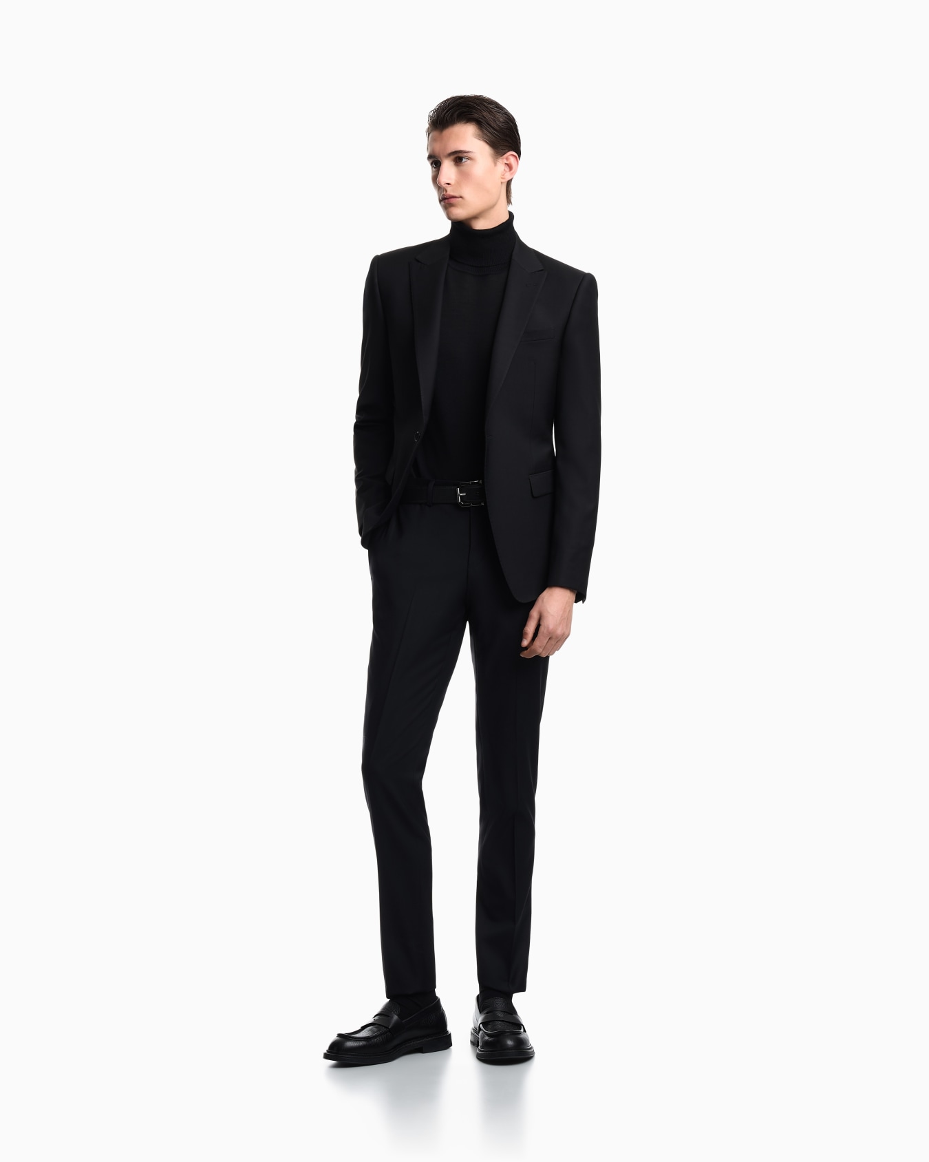 Plain worsted wool single-breasted jacket Slide 1