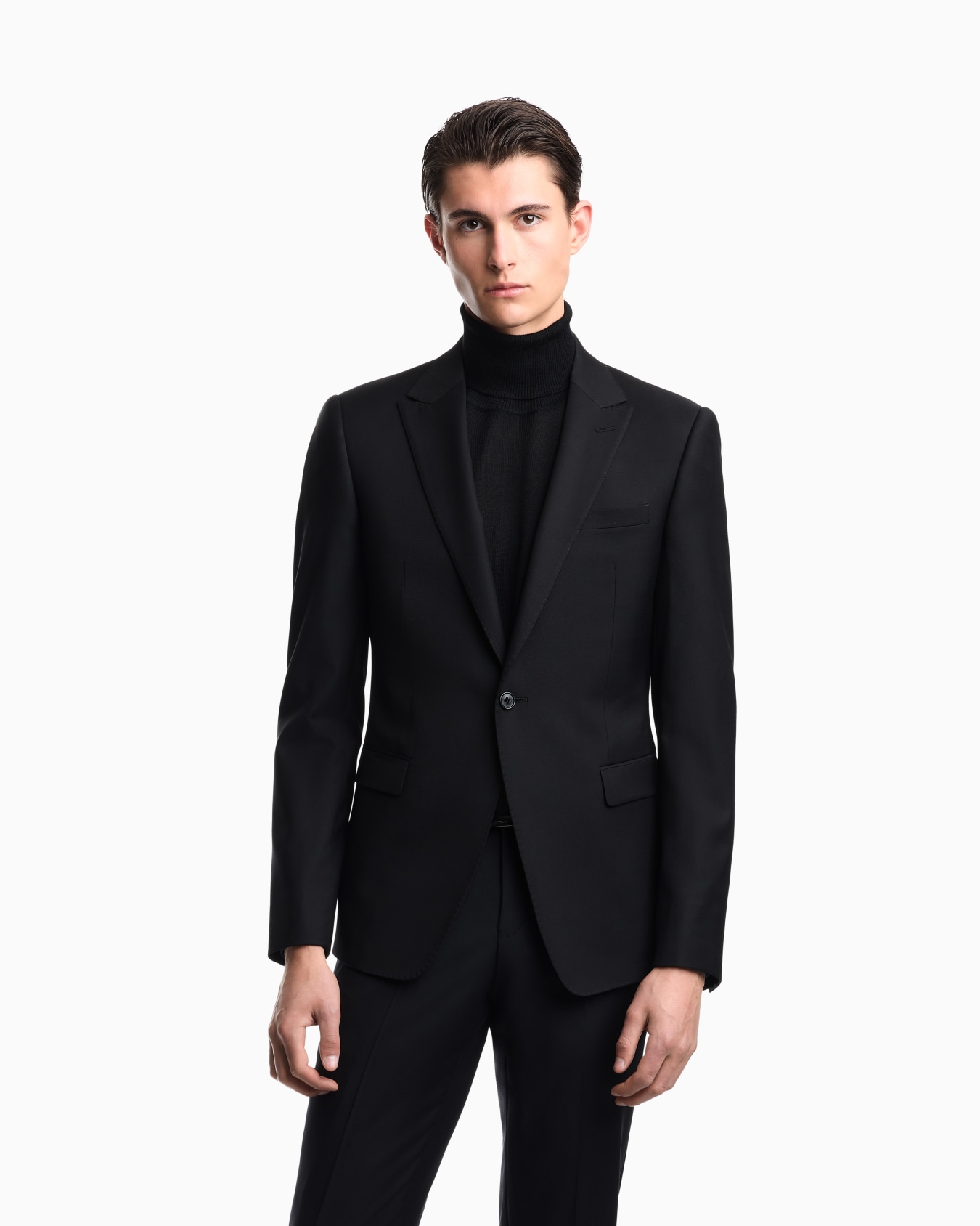 Plain worsted wool single-breasted jacket Slide 2