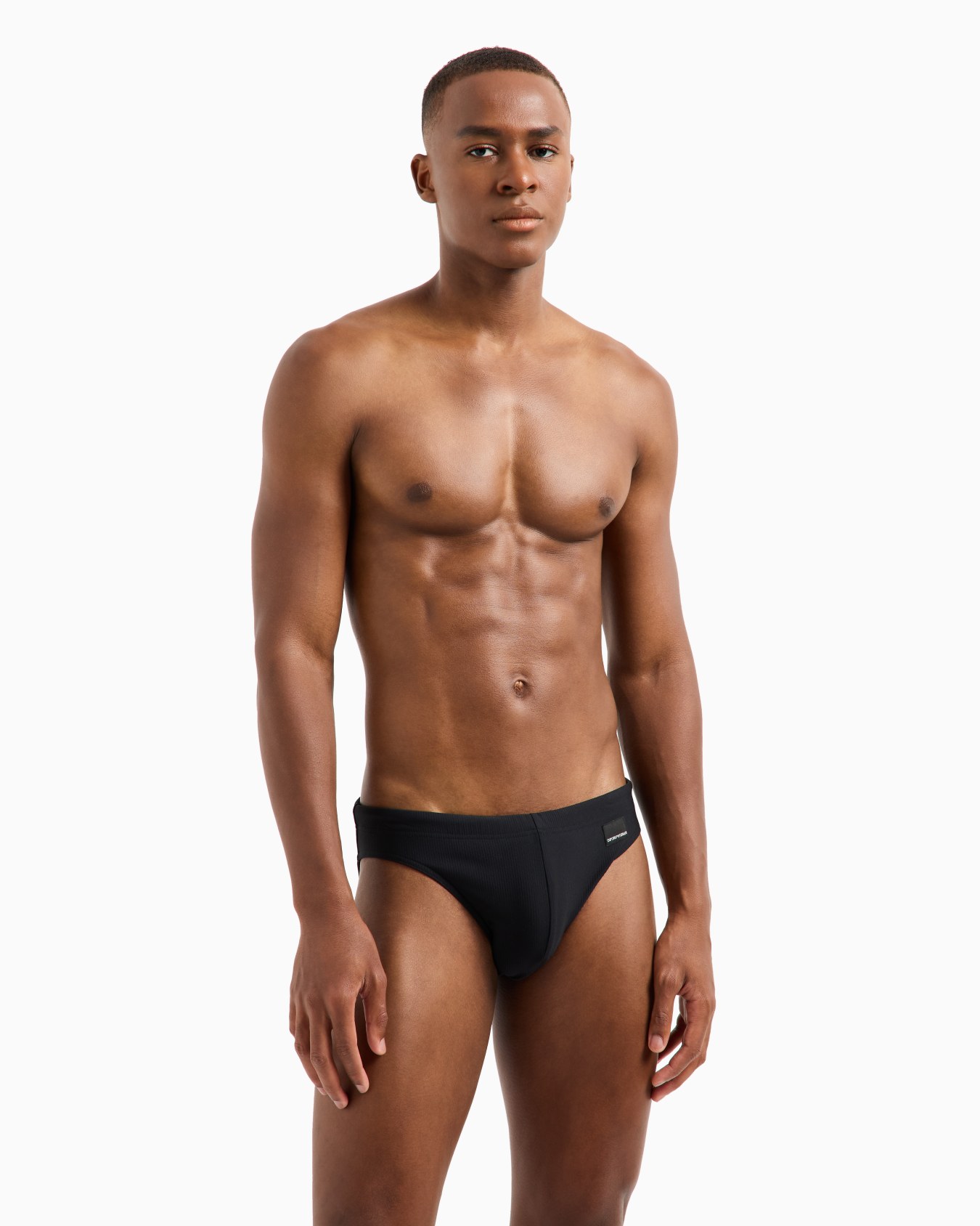 Black edition swim briefs with logo patch Slide 1
