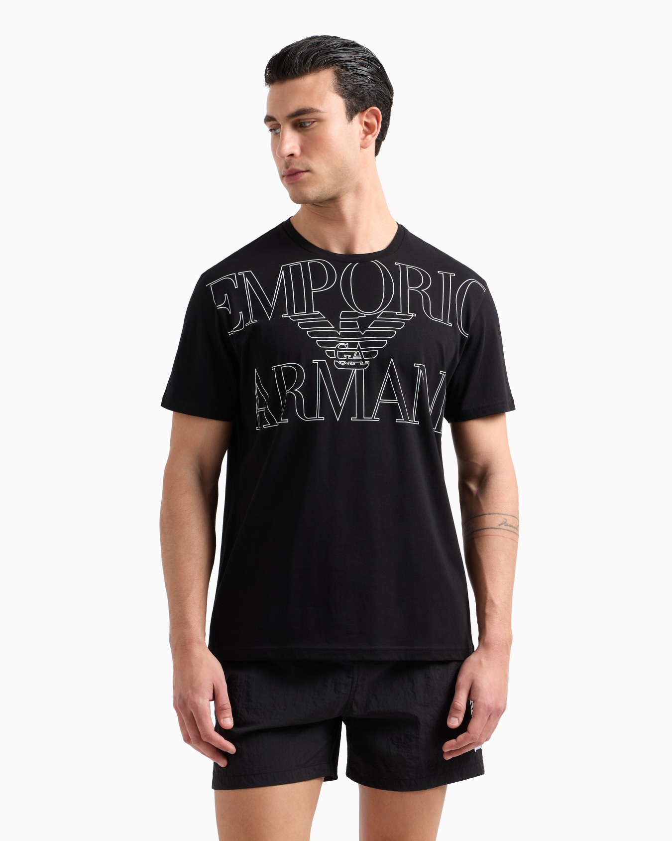 ASV beachwear T-shirt in organic jersey with a bold logo print Slide 1