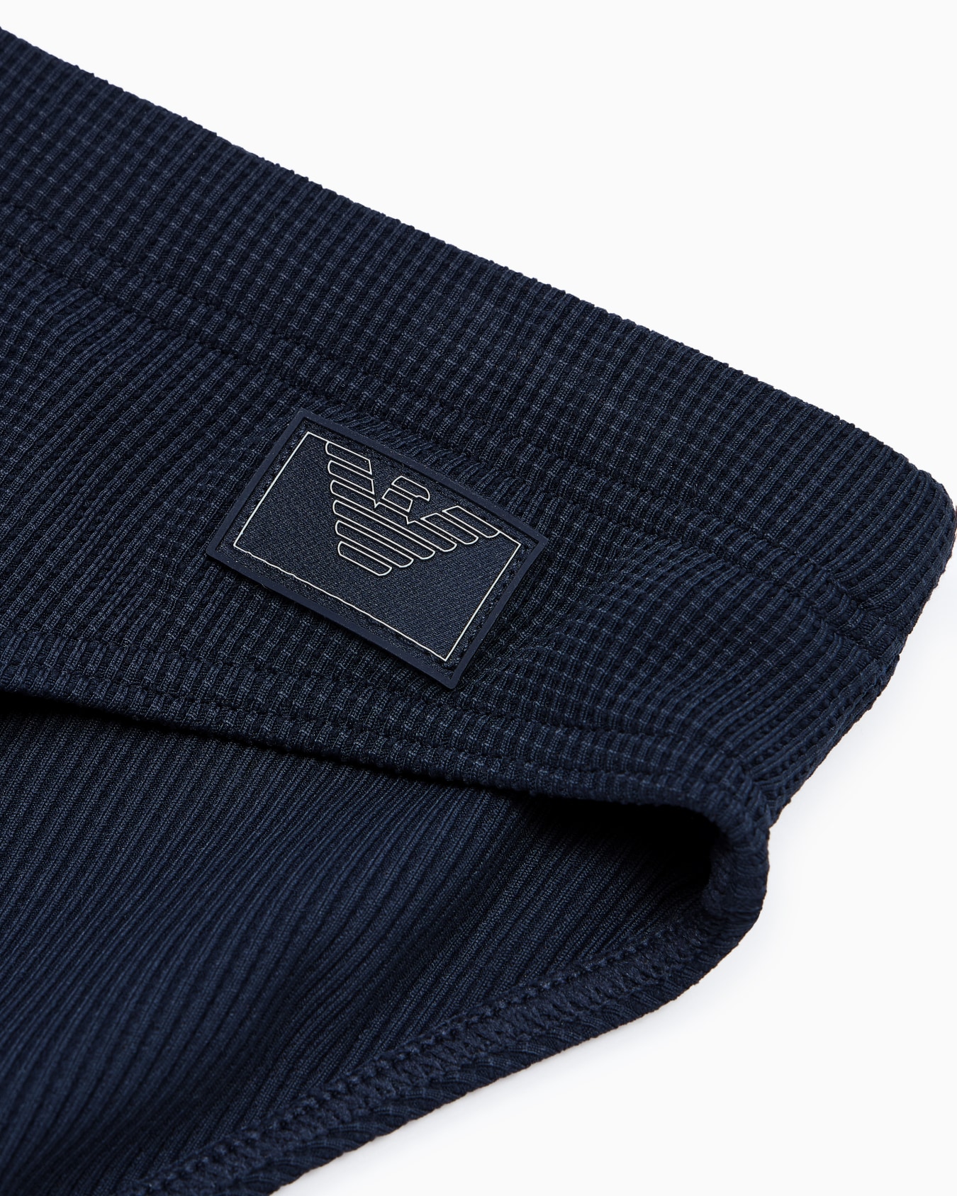 Satin label piqué low-rise swim briefs Slide 3