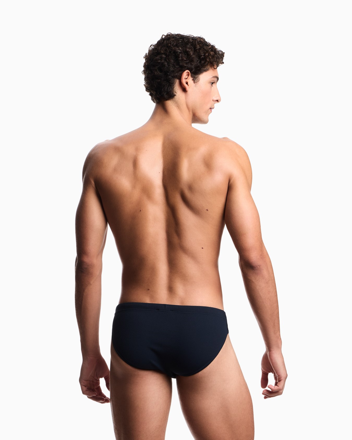 Satin label piqué low-rise swim briefs Slide 2