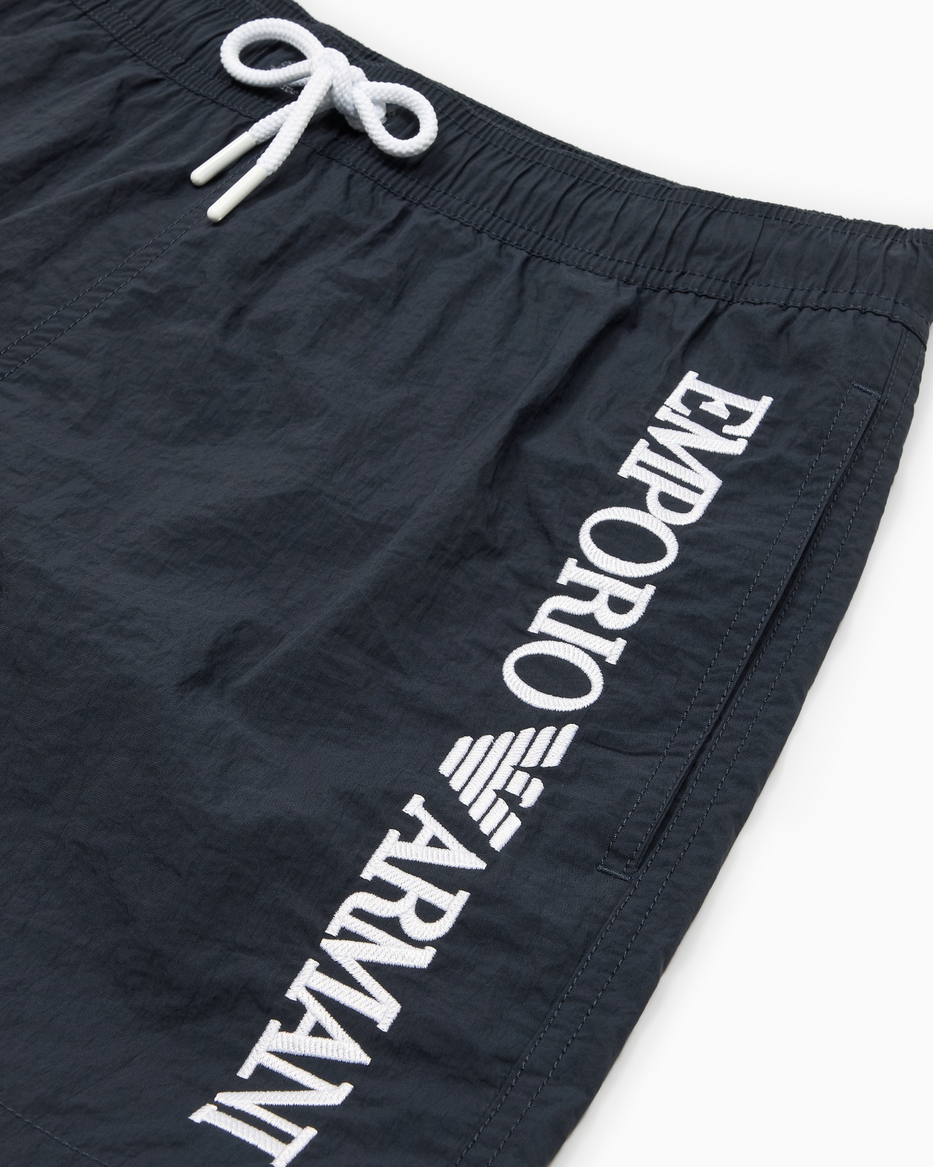 Swim shorts with vertical logo embroidery Slide 3