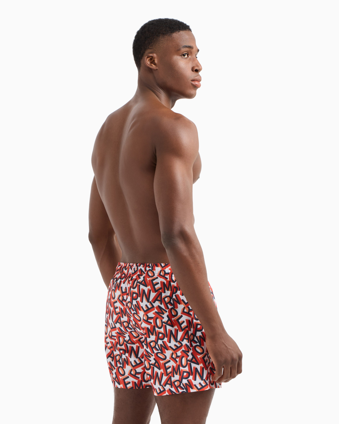 Swim shorts with all-over oversized lettering Slide 2