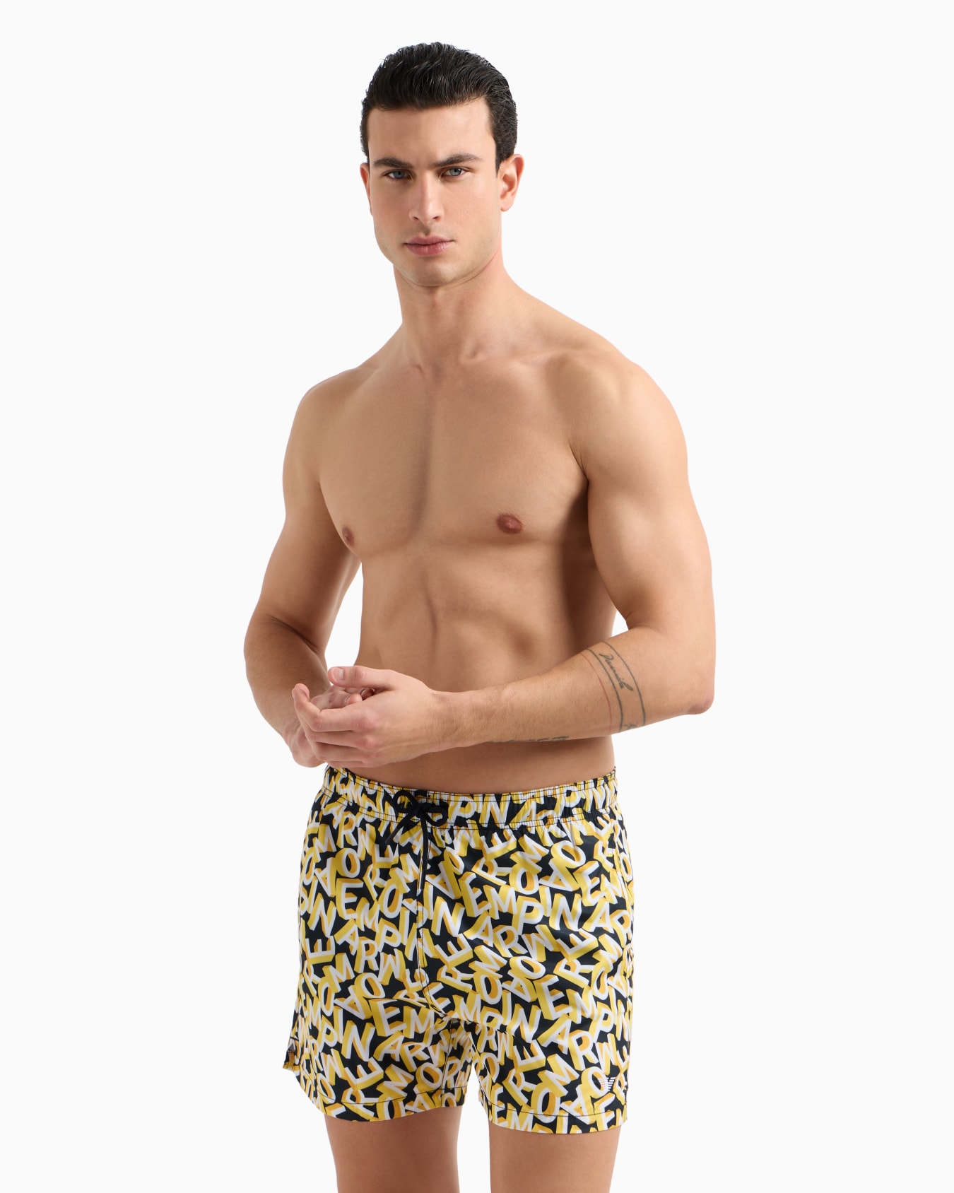 Short de bain avec grande inscription all over Diapositive 1