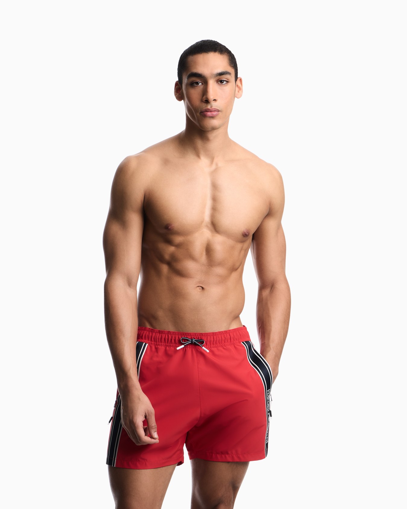 Swim shorts with logo tape Slide 1