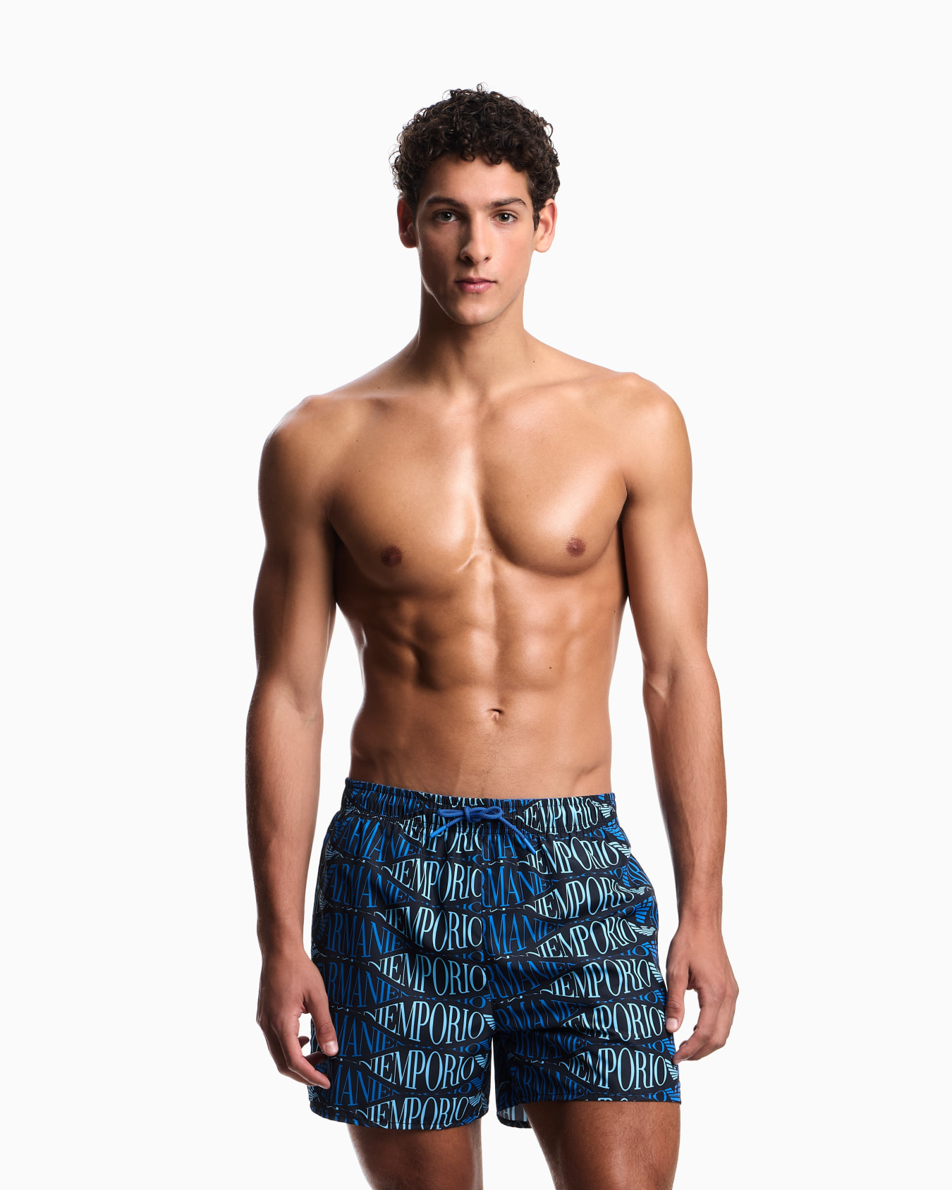 Swim shorts with all-over logo Slide 1