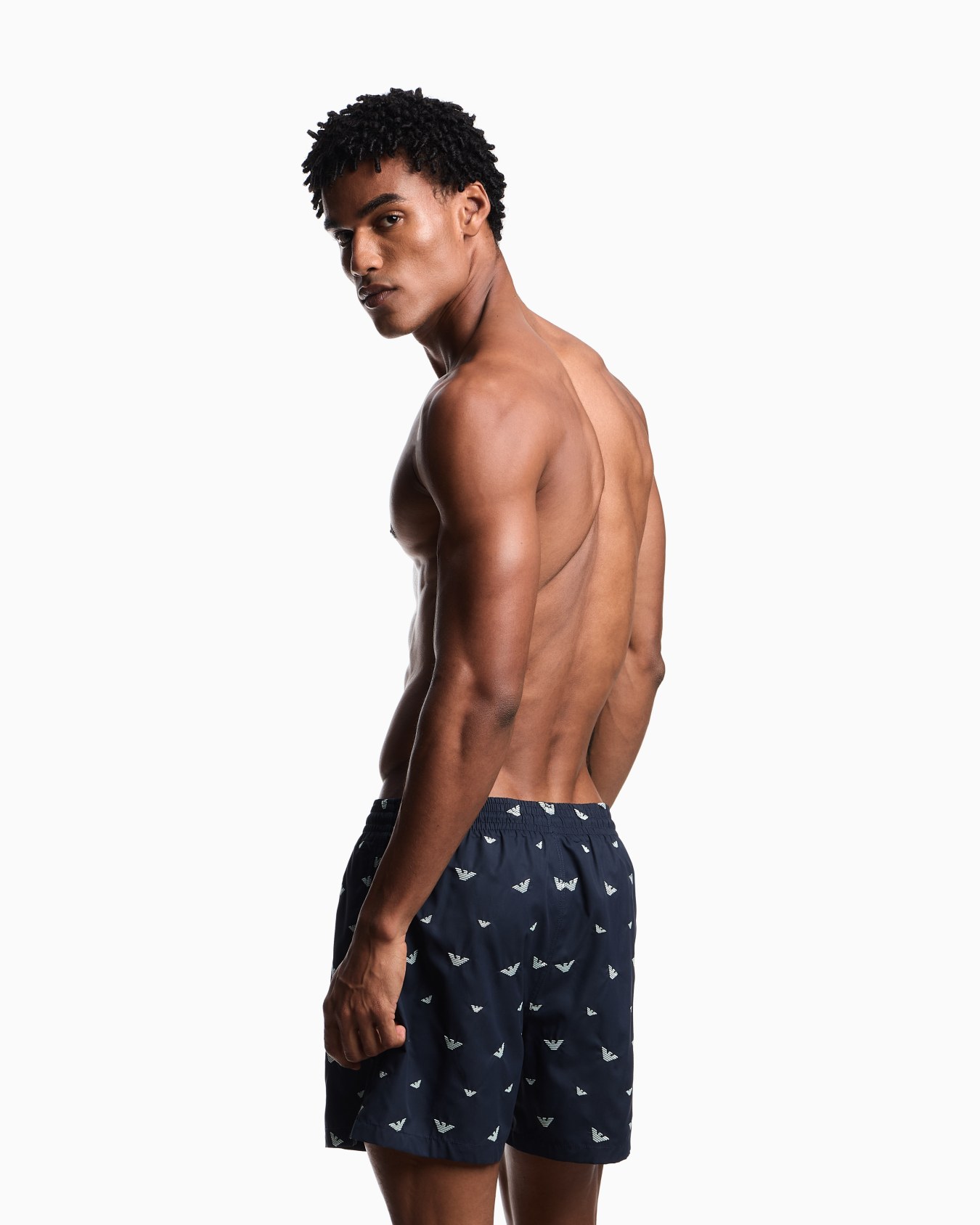 Swim shorts with all-over micro eagle embroidery Slide 2