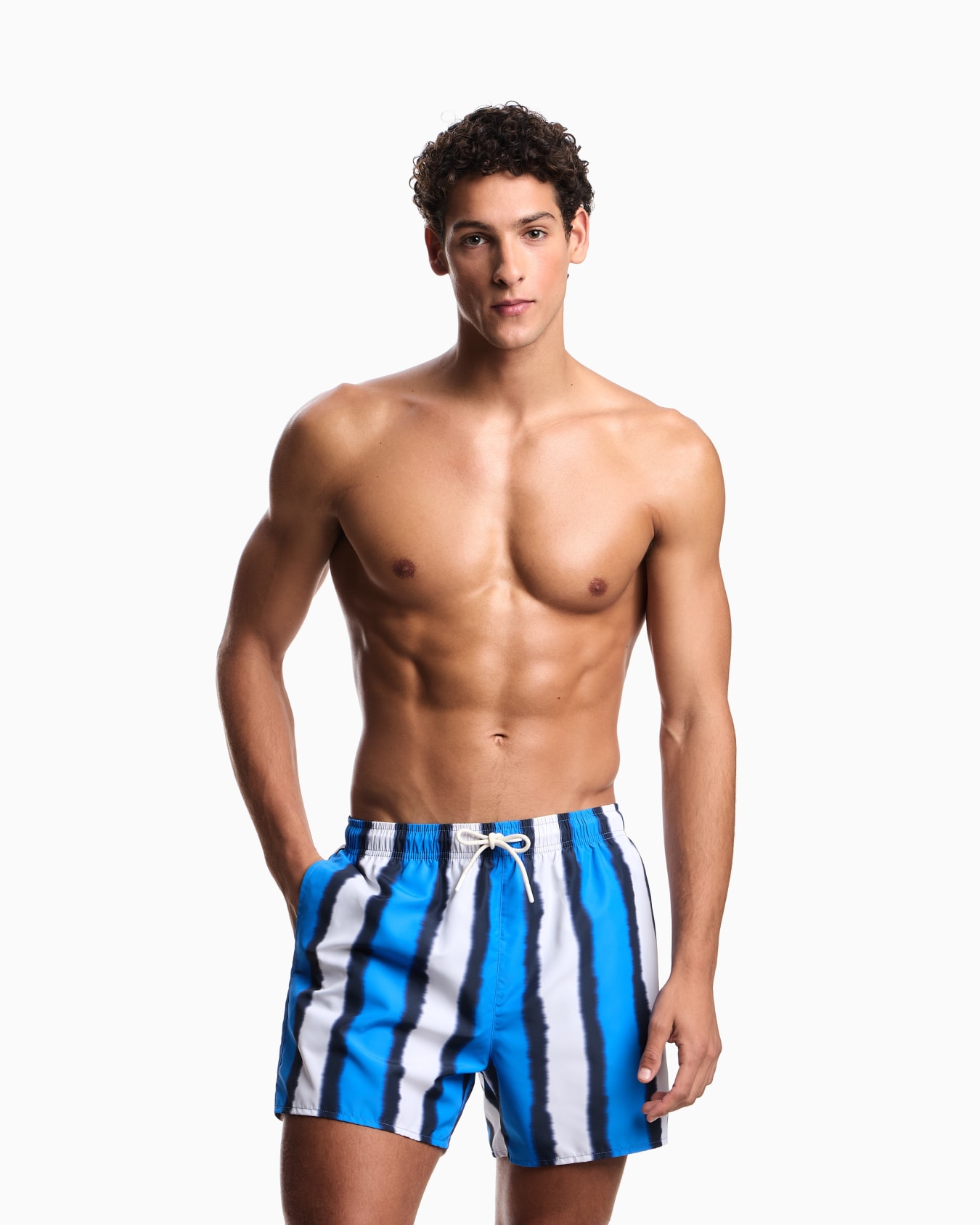 Swim shorts with shaded stripes print Slide 1