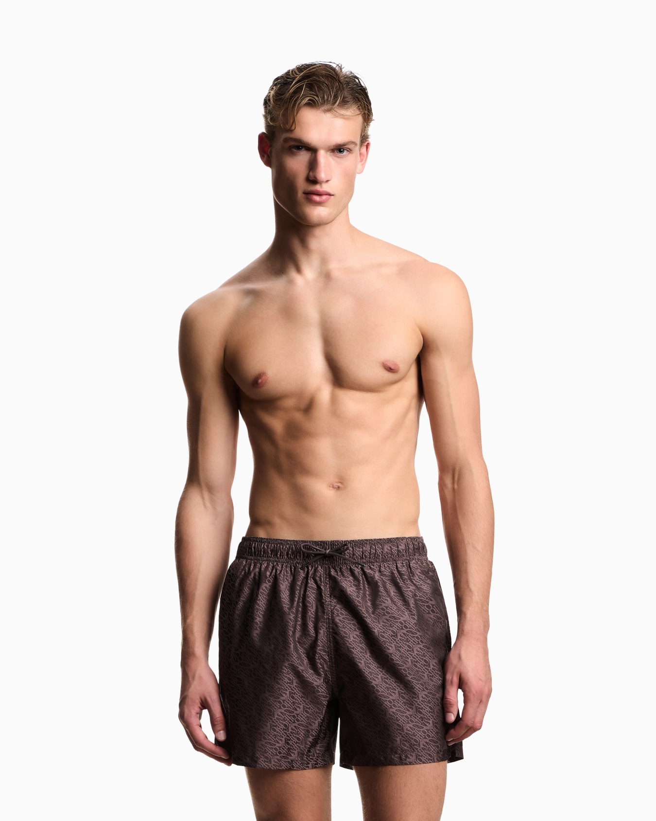 Costume shorts in jacquard fabric with all-over logo Slide 1