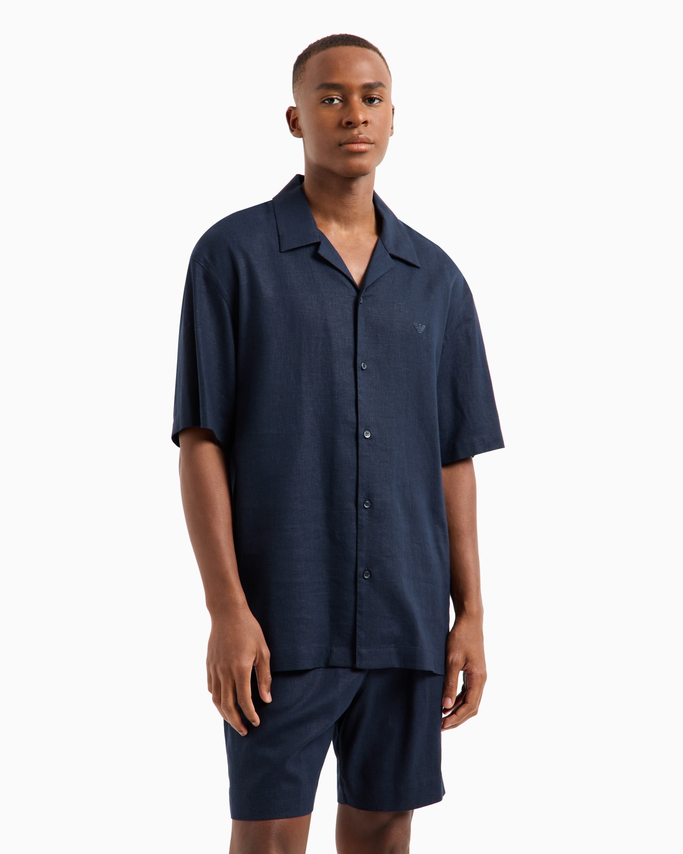 Linen-blend beachwear shirt Slide 1