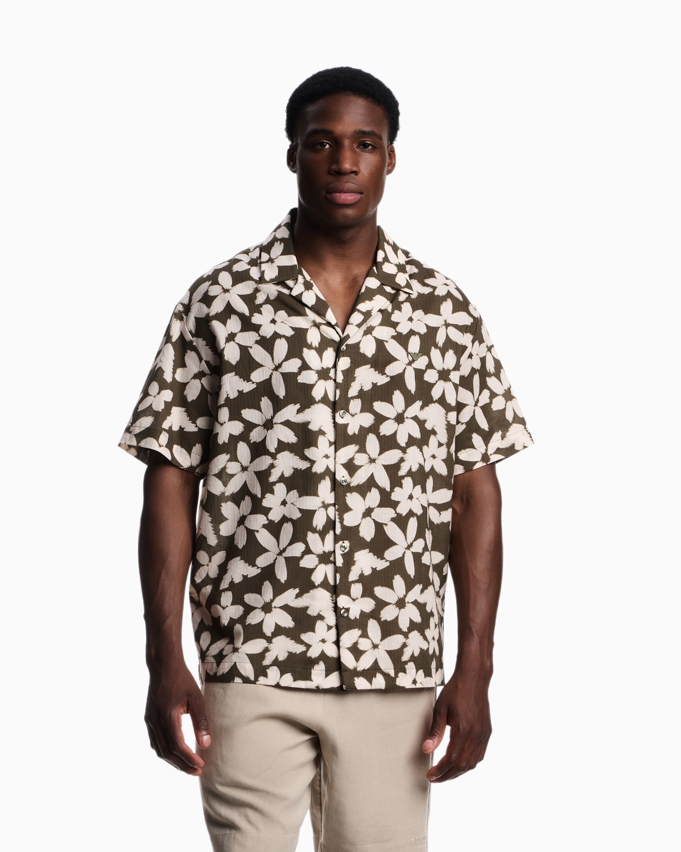 Chemise de plage à motif aigle fleuri Diapositive 1