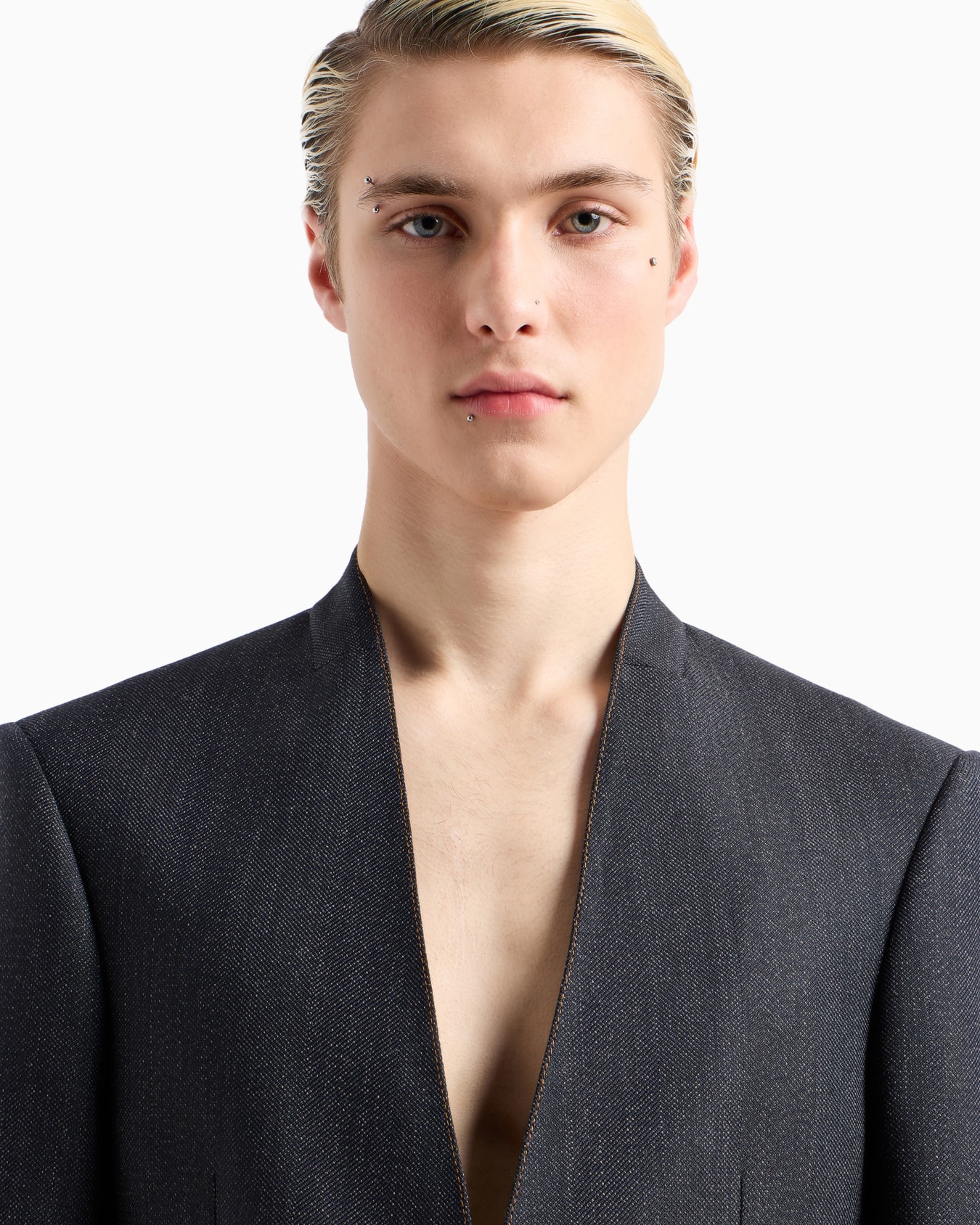 Mouliné wool-blend chevron motif blazer Slide 5