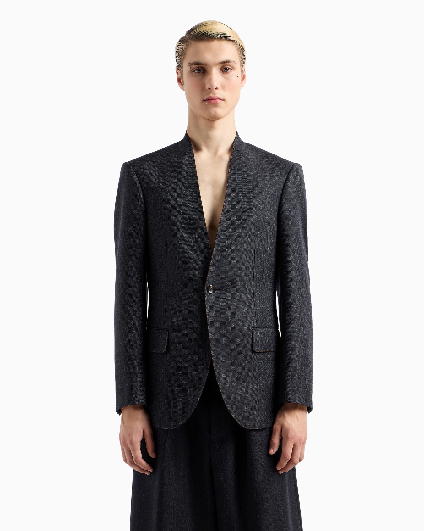 Mouliné wool-blend chevron motif blazer Slide 2