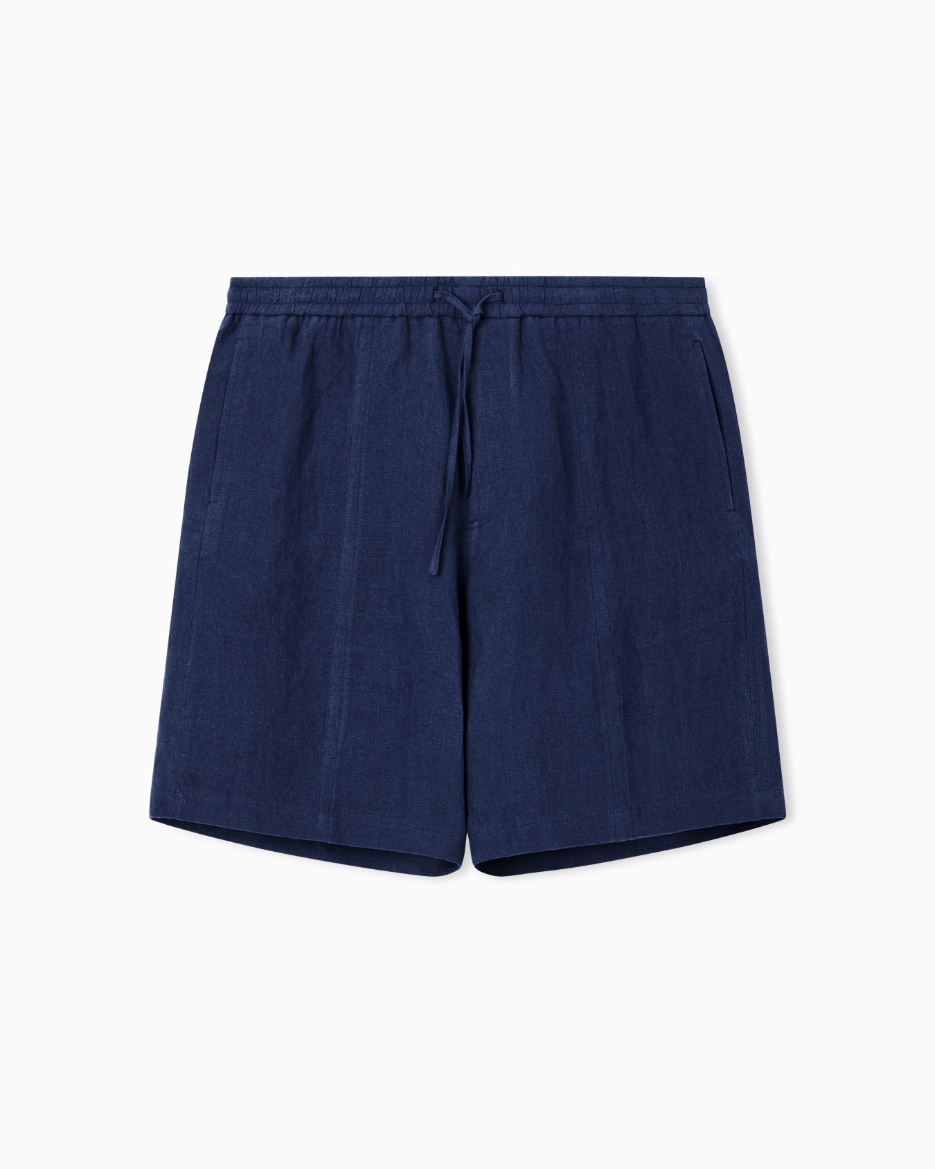 Bermuda shorts in faded linen with a crêpe texture, with drawstring Slide 0