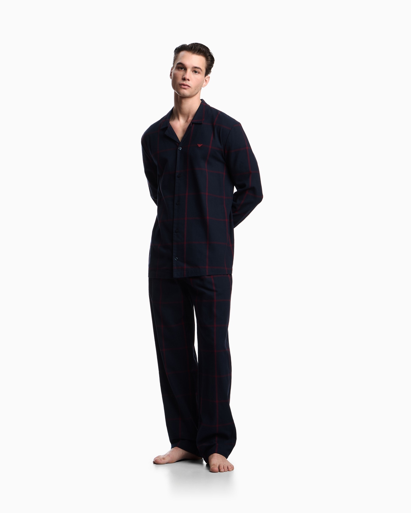ASV tartan motif flannel pyjamas with lapels Slide 1